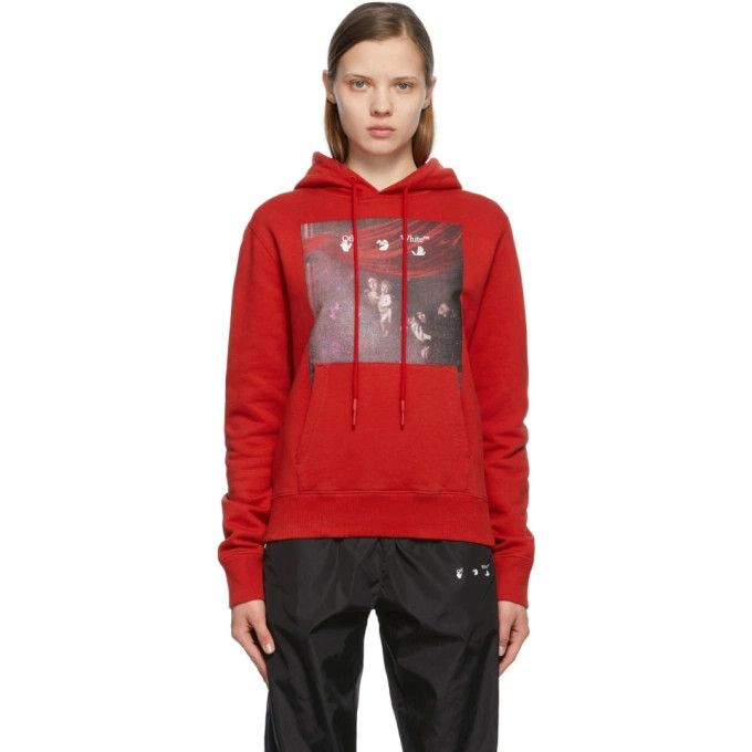 Off-White Red Sprayed Caravaggio Arrows Hoodie Size XXL / US 16-18 / IT 52-54 - 1 Thumbnail