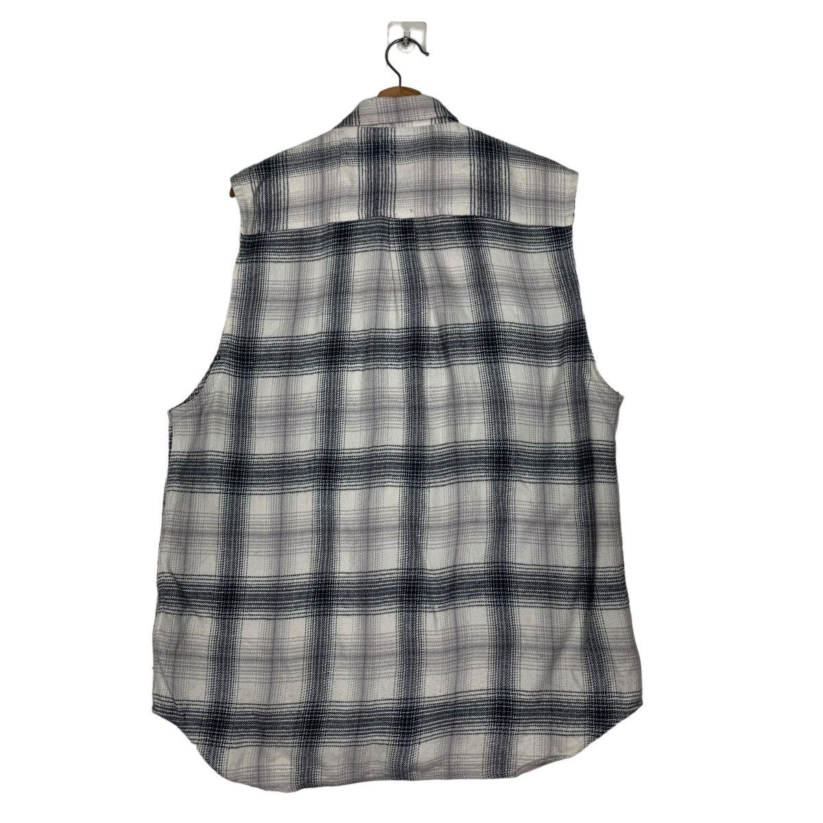 Japanese Brand PRACT STUDIO Shadow Plaid Sleeveless Flannel #0090-C6 Size US L / EU 52-54 / 3 - 8 Thumbnail