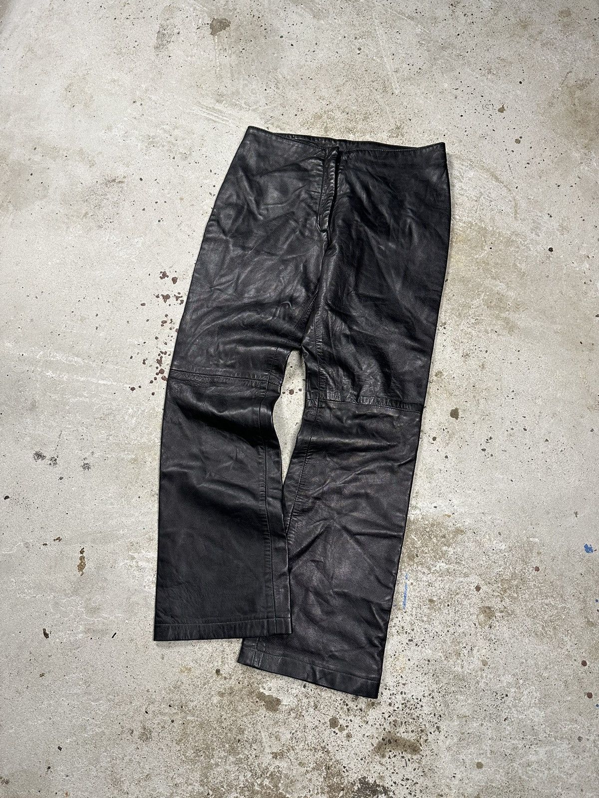 image of Avant Garde x Made In USA Vintage 90's Flare Leather Genuine Bootcut Black Pants, Men's (Size 30)