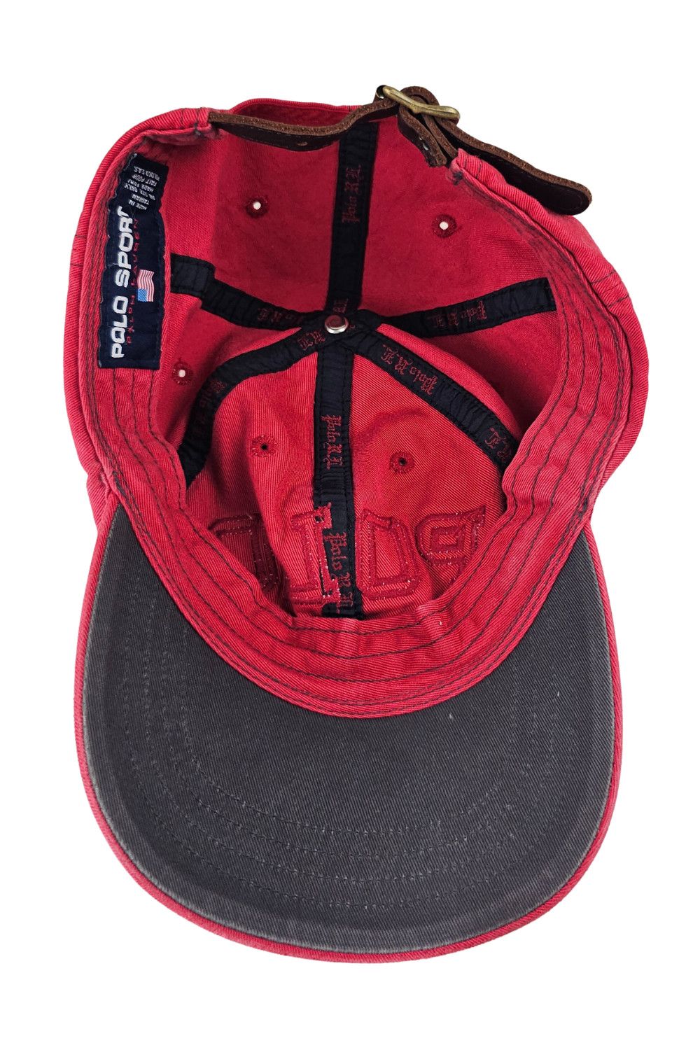Polo Ralph Lauren 1990s Polo Sport Big-Spellout Cap - Red / Leather Strap Size ONE SIZE - 2 Thumbnail
