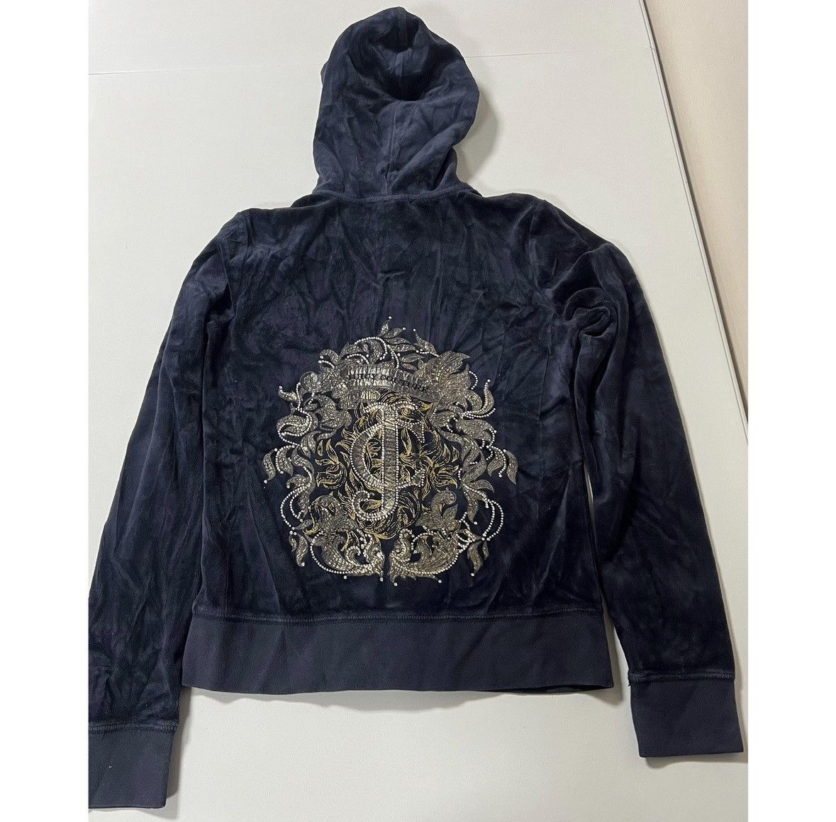 Juicy Couture Juicy Couture Navy Blue Velour Sweatshirt Hoodie Size S 💙✨ Size S / US 4 / IT 40 - 1 Thumbnail