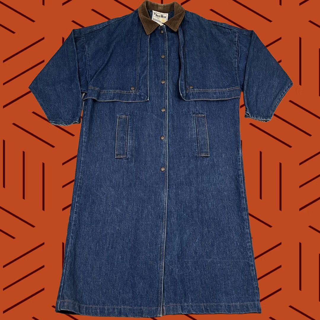 Denime VTG Pioneer Wear Long Denim Jacket Size 12 L/XL Jacket Women Blue 90s Rockability Size XL / US 12-14 / IT 48-50 - 1 Thumbnail