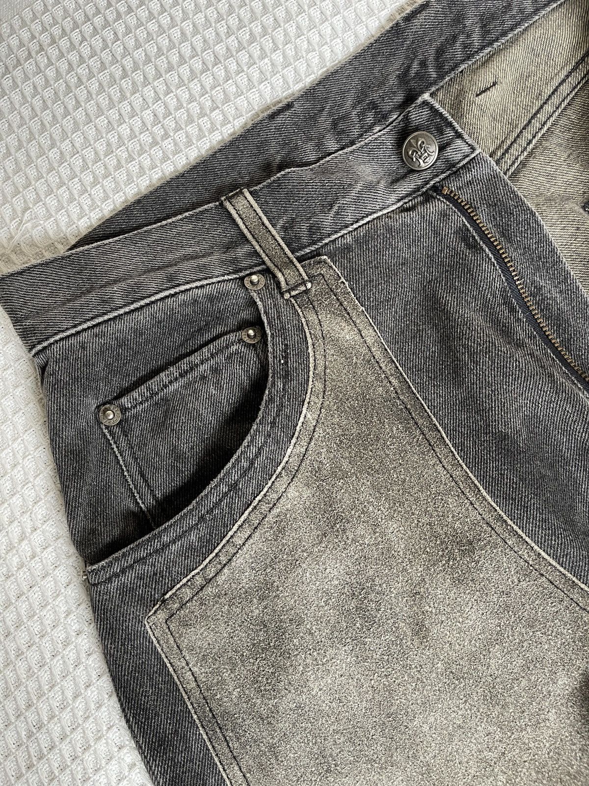 PPFM Vintage’90s🔥PPFM🔥Double Knee Leather Part CowHide Jeans Size US 31 - 14 Thumbnail