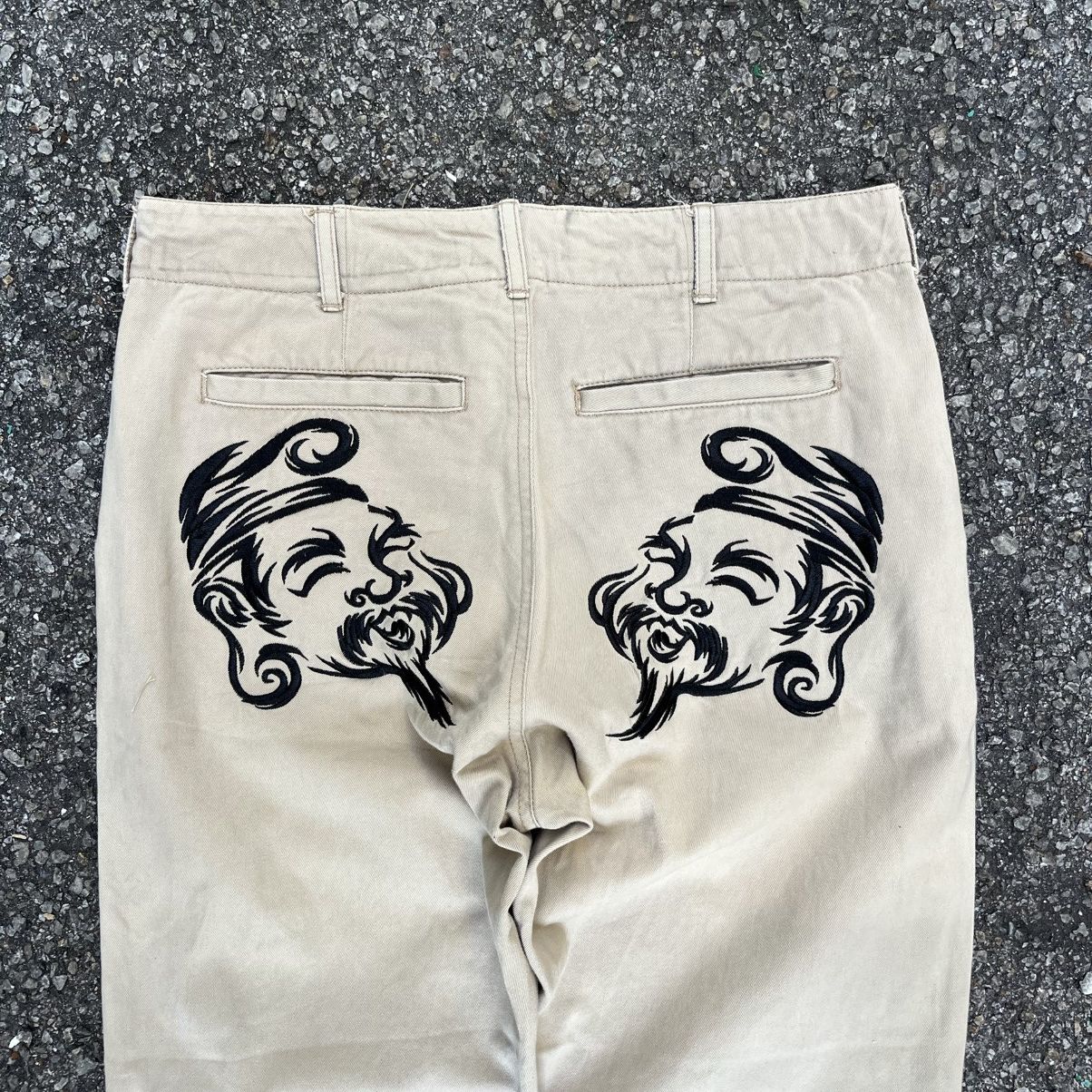 Hysteric Glamour Embroidery Evisu Sukajan Pants Cropped Heads Khaki Chino Size US 30 / EU 46 - 1 Thumbnail