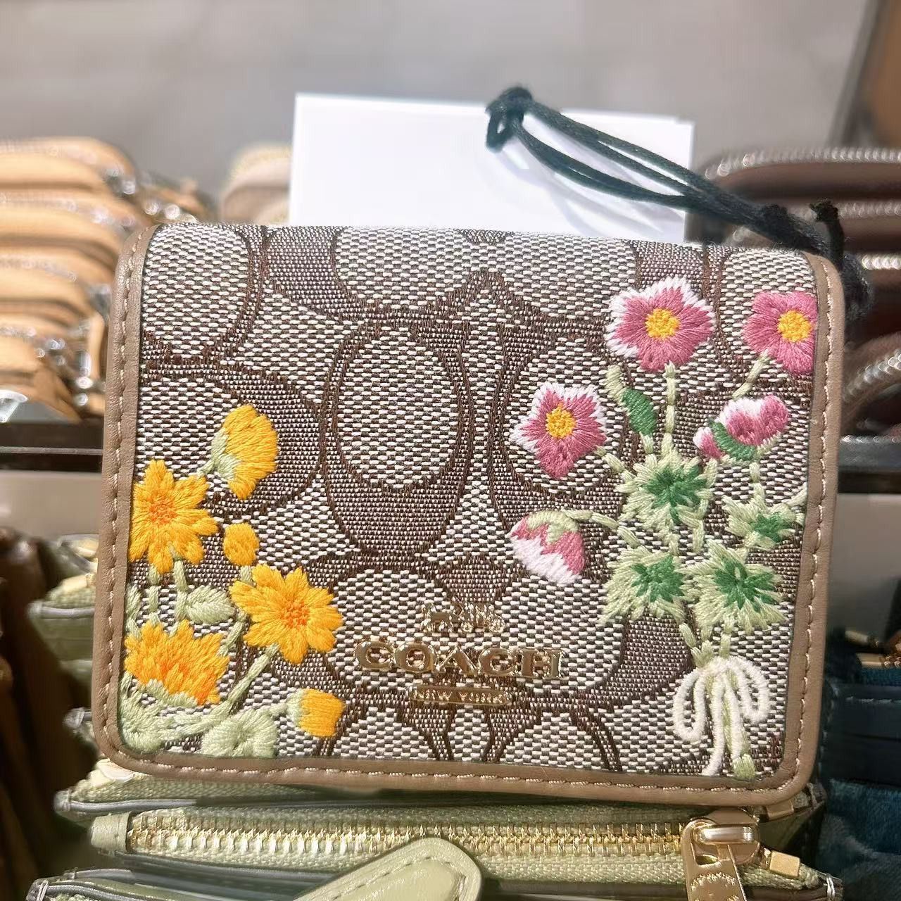 Coach Mini Wallet On A Chain with Floral Embroidery CEF60 Size ONE SIZE - 2 Thumbnail
