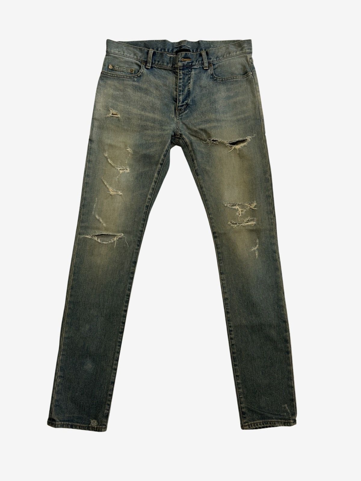 image of Saint Laurent Paris Ss16 Blue Crashed Denim, Men's (Size 32)