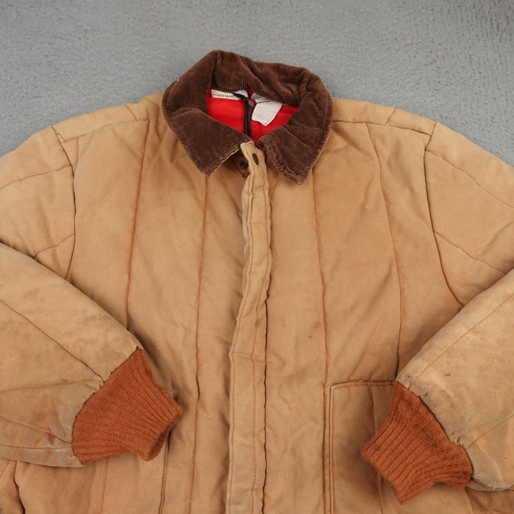 Walls VINTAGE Walls Jacket Mens 2XL Tan Brown Corduroy Collar Workwear USA 90s Size US XXL / EU 58 / 5 - 4 Thumbnail