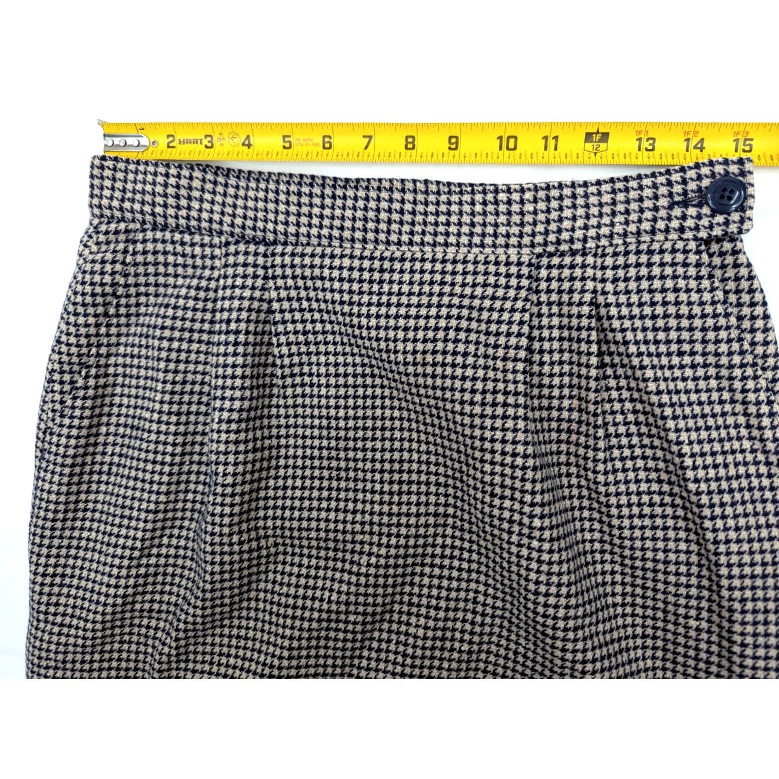 Pendleton VINTAGE Miss Pendleton Houndstooth Pencil Skirt Women 12 Wool Lined EUC Size 34" / US 12 / IT 48 - 5 Thumbnail