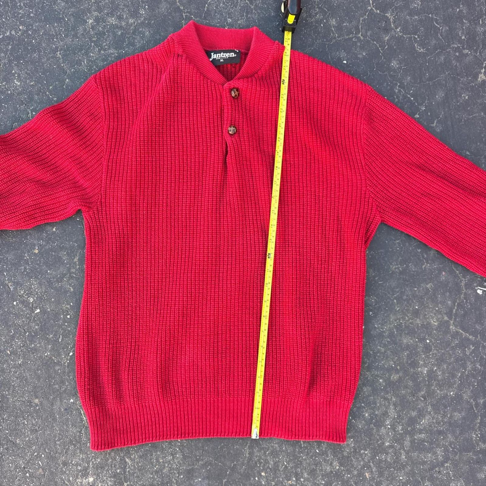Jantzen Vintage 90s Jantzen Red Collared Sweater – Size XL Size XL / US 12-14 / IT 48-50 - 6 Thumbnail