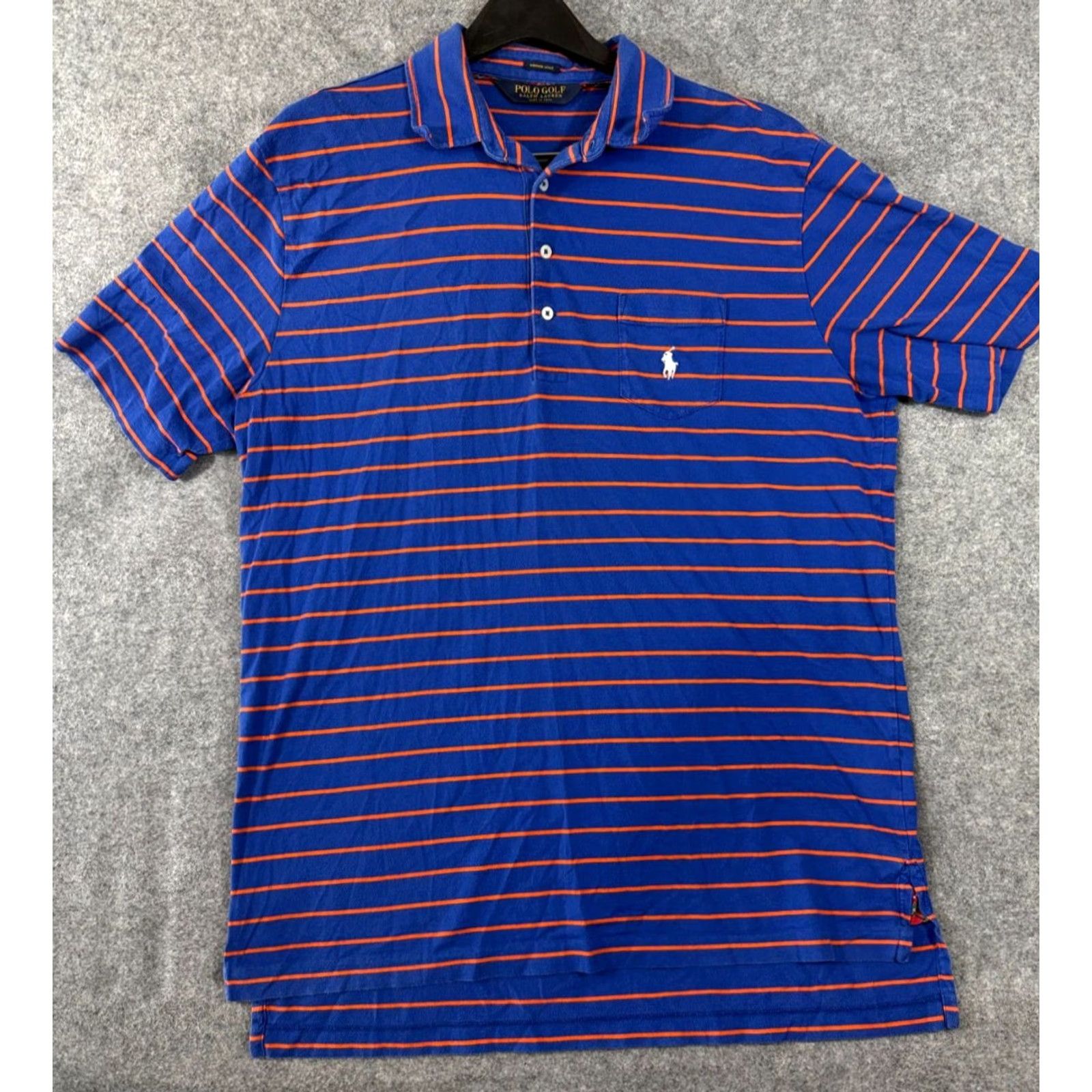 Polo Ralph Lauren Polo Ralph Lauren Polo Shirt Mens L Blue Orange Striped Logo Short Sleeve Vintage Lisle Size US L / EU 52-54 / 3 - 2 Thumbnail