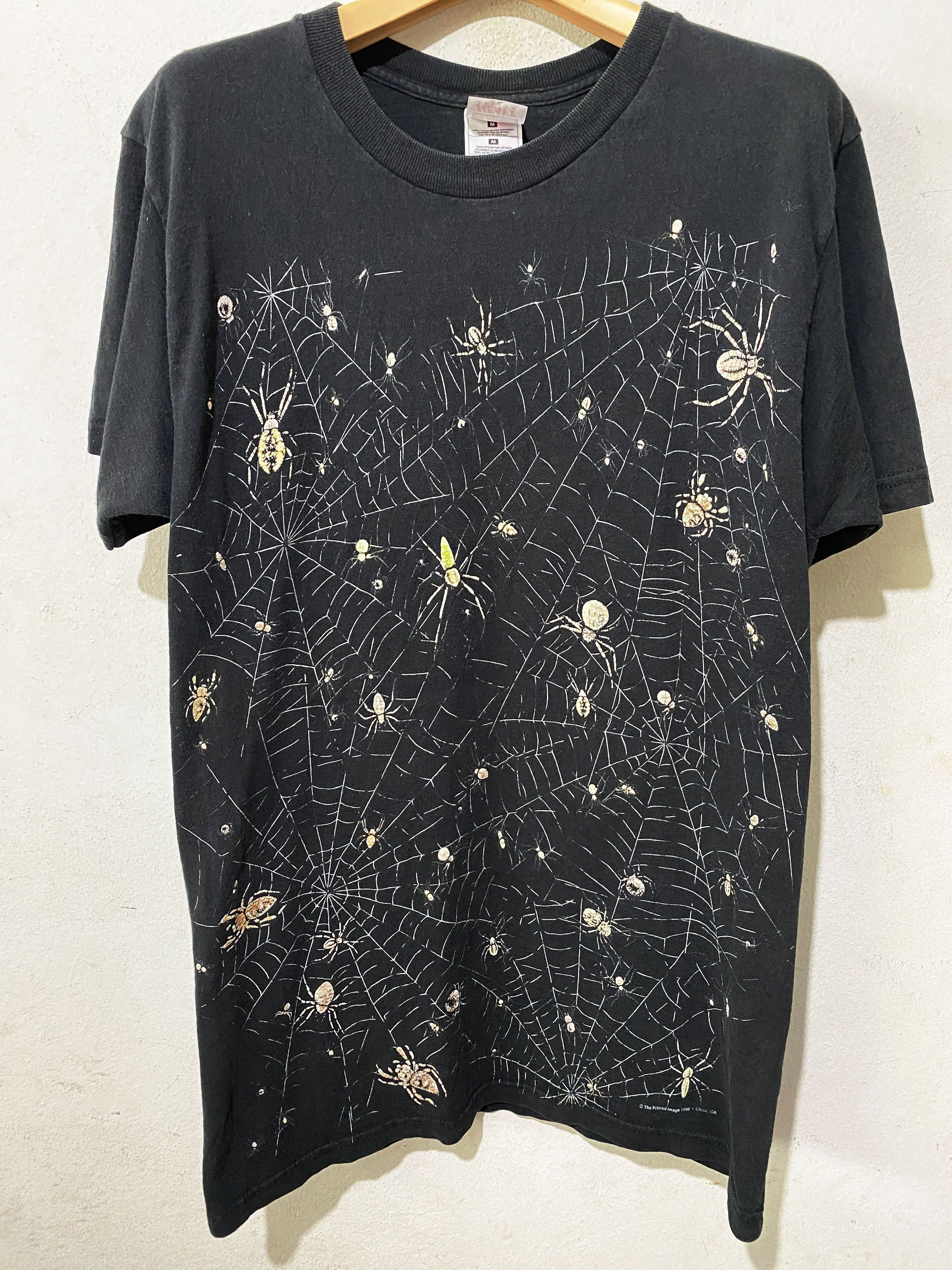 image of Animal Tee x Art Vintage Spider Spider Web Shirt in Black, Men's (Size Medium)