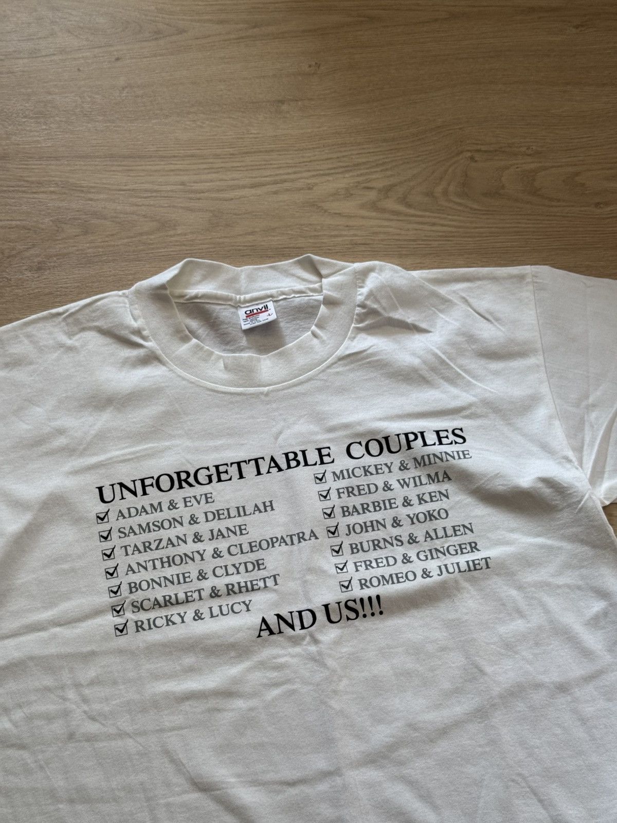Anvil Vintage 90’s Anvil Unforgettable Couples In History T-Shirt Size US L / EU 52-54 / 3 - 2 Thumbnail