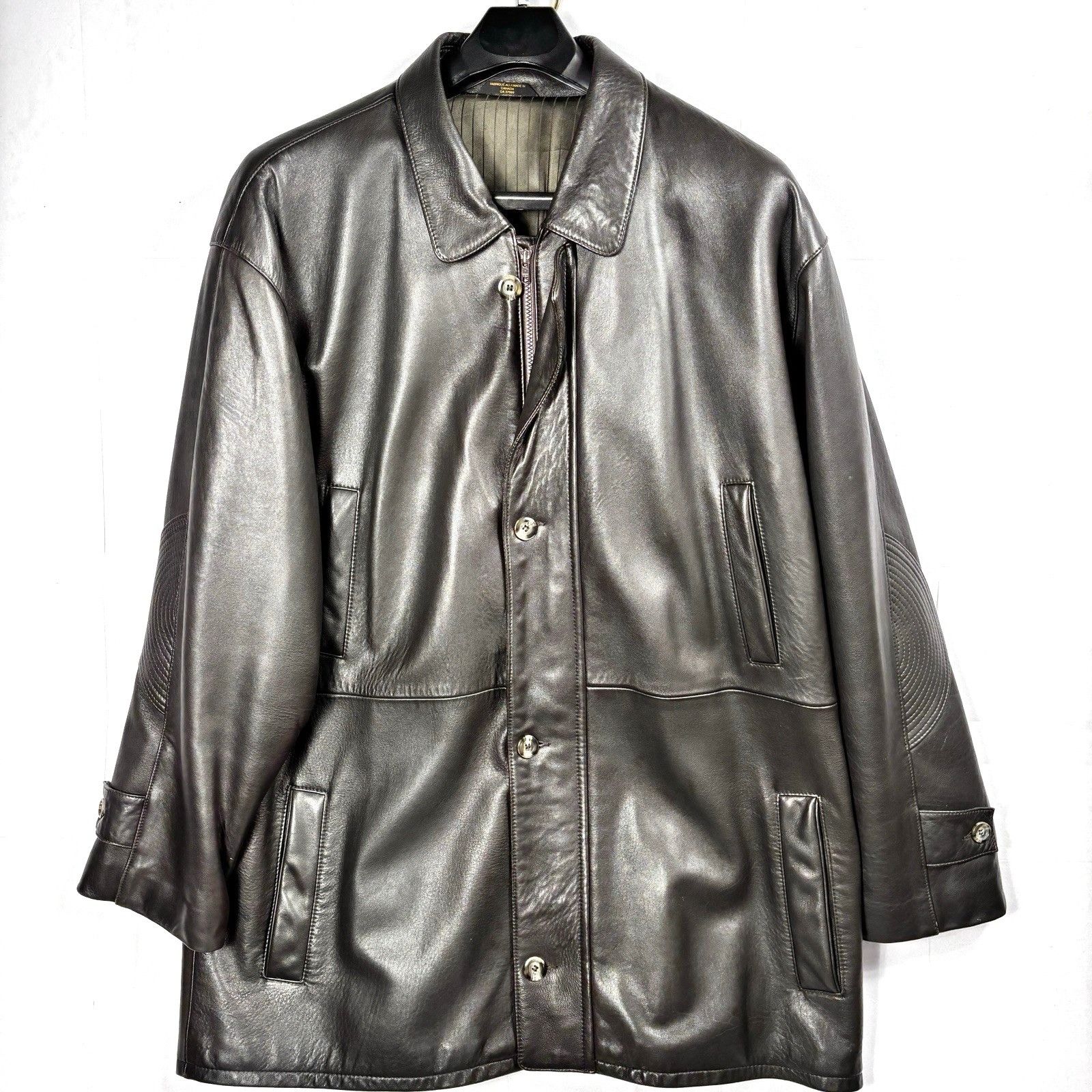 Vintage Butter Soft Brown Leather Jacket Mens Sz 56 XL Cinch Dbl Zip Size US XXL / EU 58 / 5 - 1 Thumbnail