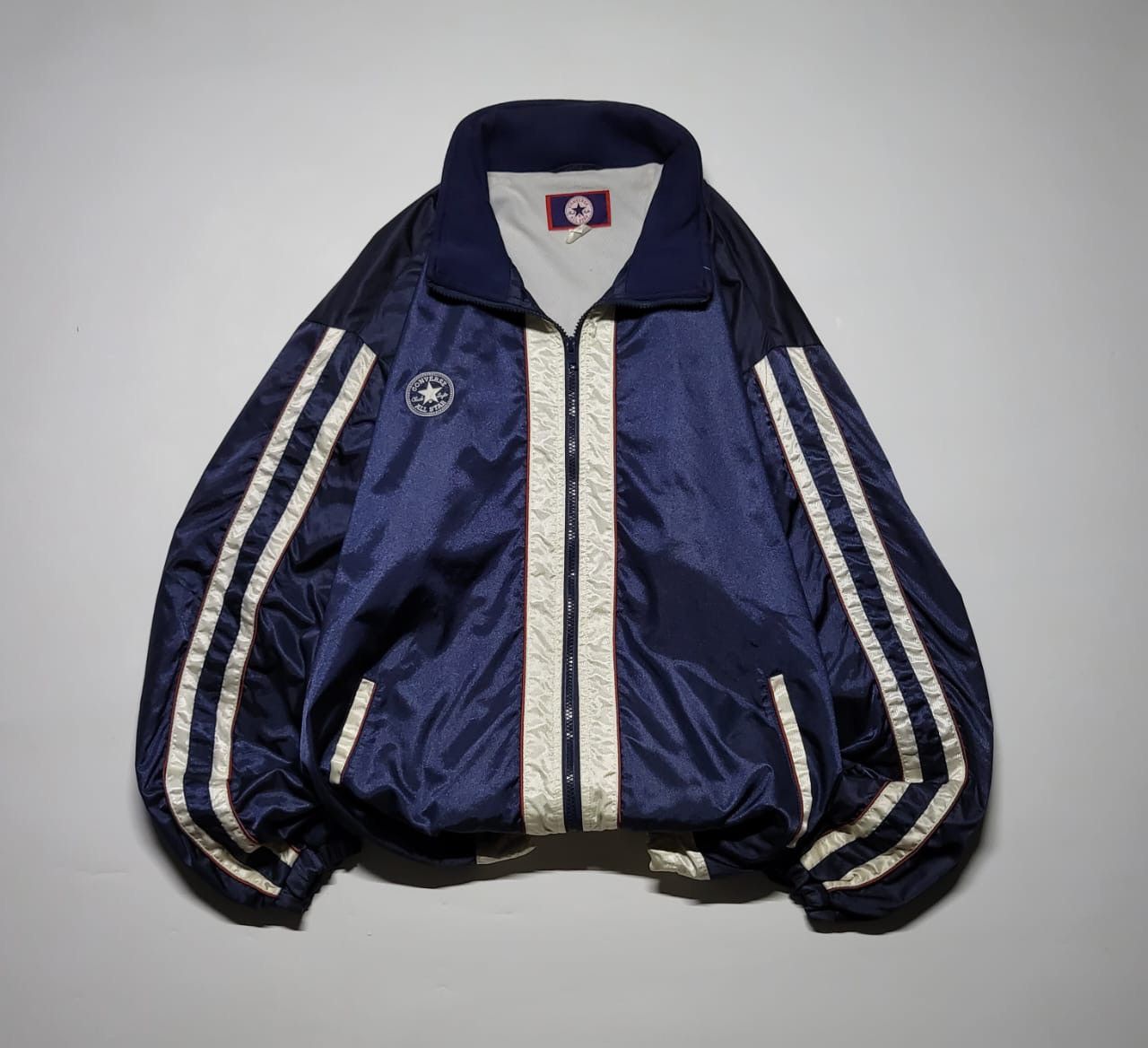 Converse × Vintage Converse navy metallic biglogo Windbreaker Jacket Size US L / EU 52-54 / 3 - 9 Thumbnail