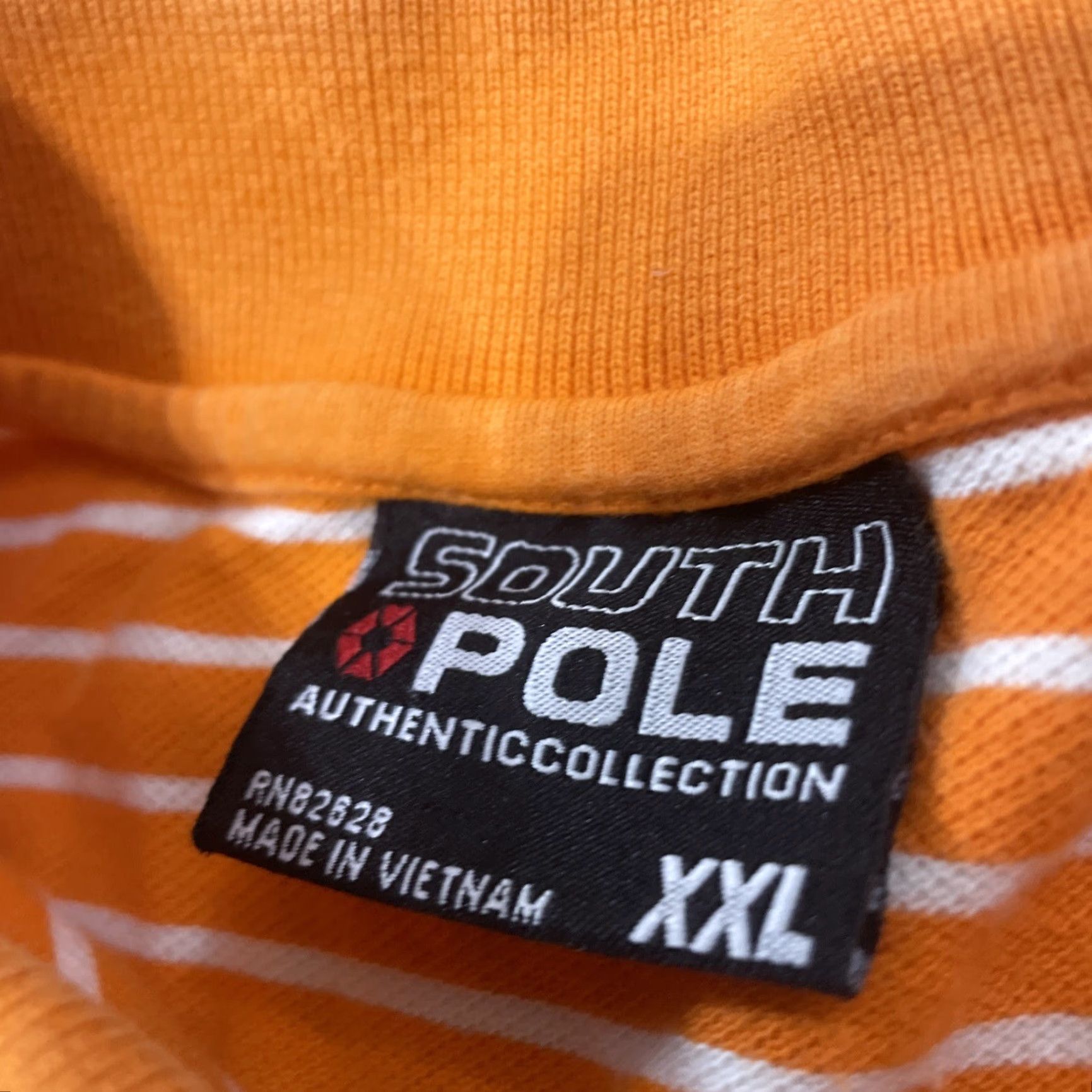 Southpole SOUTHPOLE Polo Shirt Men's 2XL Orange Stripe Stretch Knit Y2K Streetwear Short Sleeve Collared Polo Shirt Size US XXL / EU 58 / 5 - 5 Thumbnail