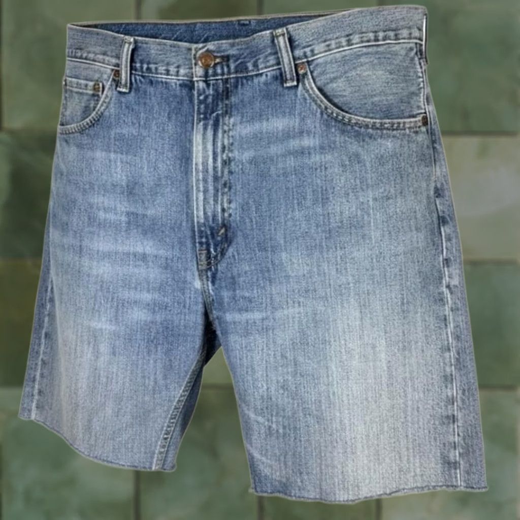 Denime Levi Strauss & Co. 505 Denim Cutoff Shorts Bermuda Mens W40 L32 Blue Cotton Frayed Hem Distressed 5-Pocket Size US 40 / EU 56 - 1 Thumbnail