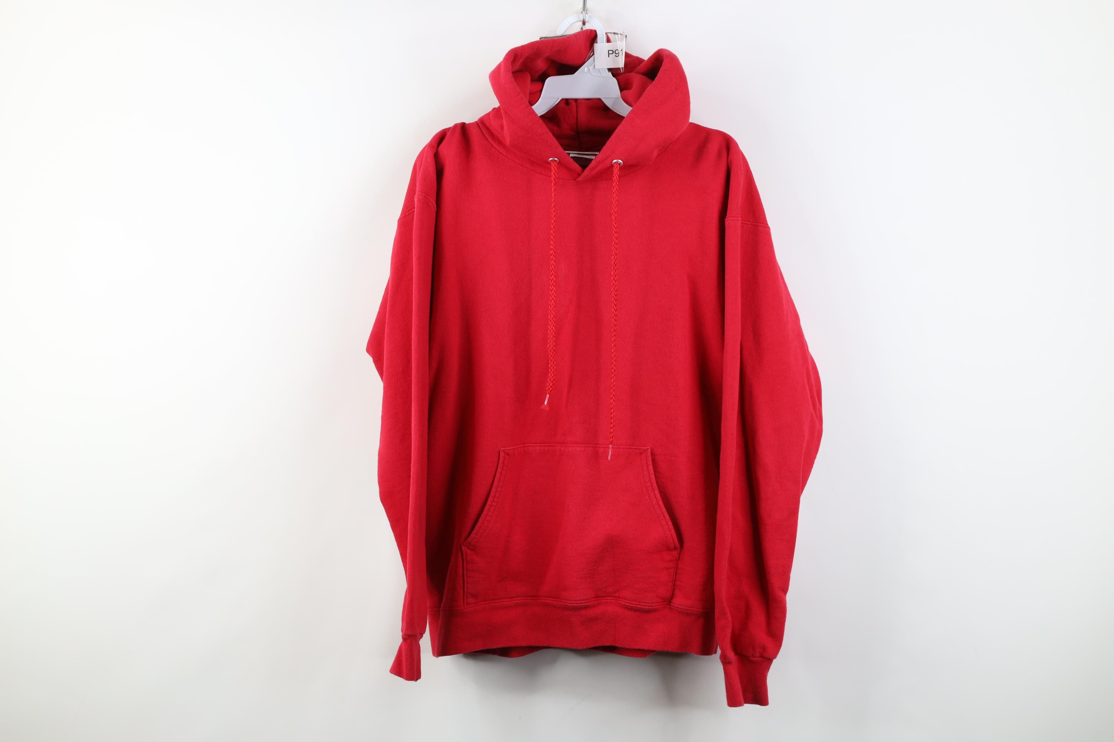 Vintage Vintage 90s Y2K Streetwear Heavyweight Hoodie Sweatshirt Red Size US S / EU 44-46 / 1 - 1 Thumbnail