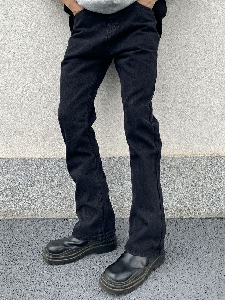 retro distressed faded yuppie flared jeans
