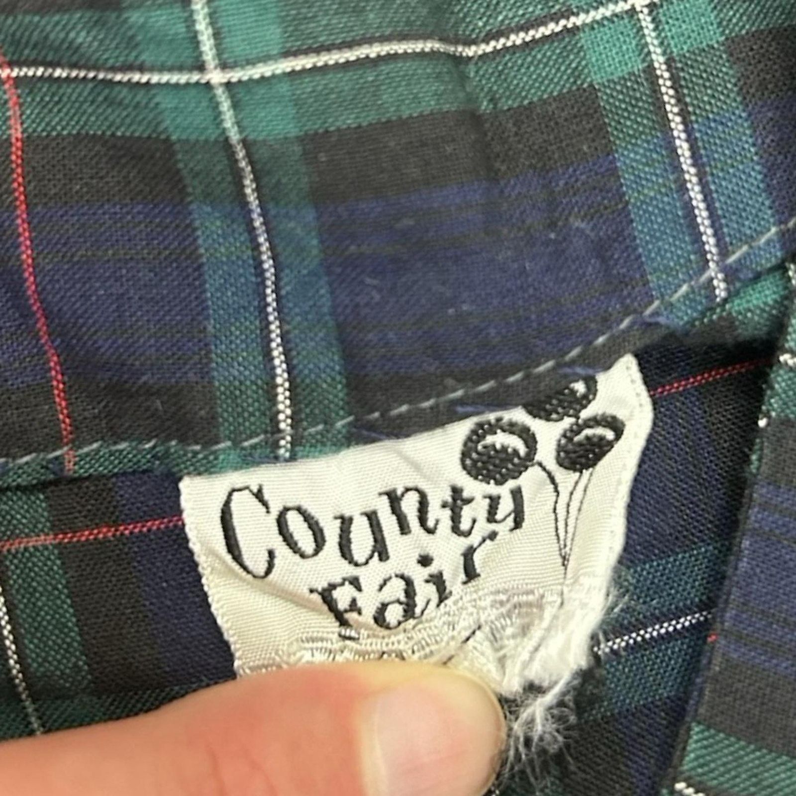 Vintage 50s vintage dress plaid by county fair navy green Size M / US 6-8 / IT 42-44 - 4 Thumbnail