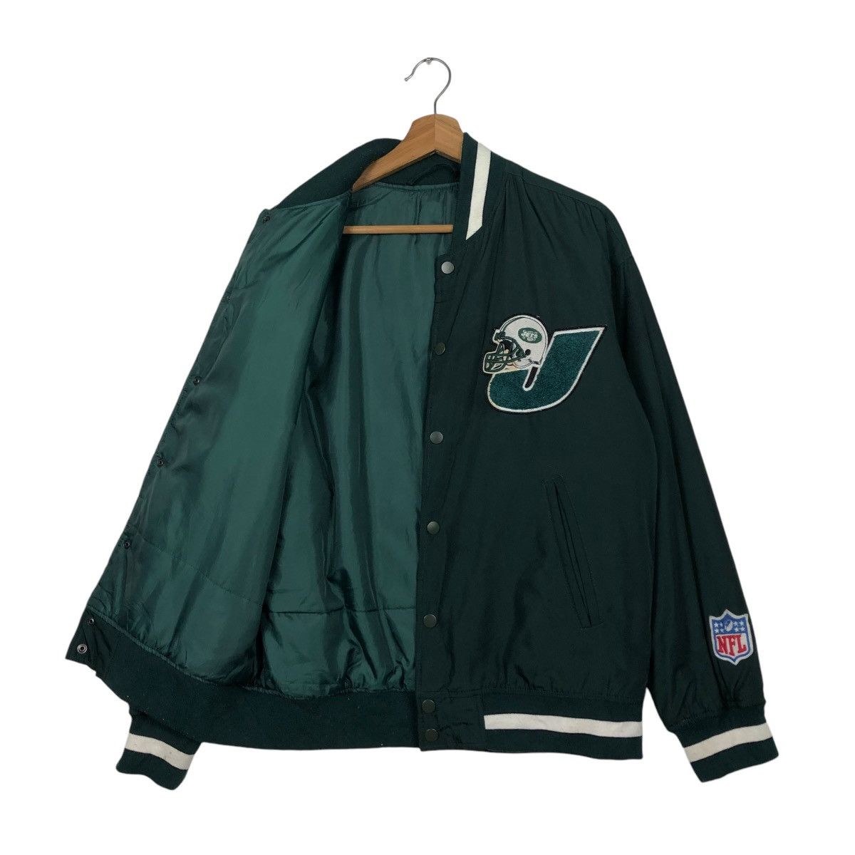 NFL 🔥VINTAGE BOMBER JACKET NFL NEW YORK JETS BIG LOGO Size US M / EU 48-50 / 2 - 13 Thumbnail