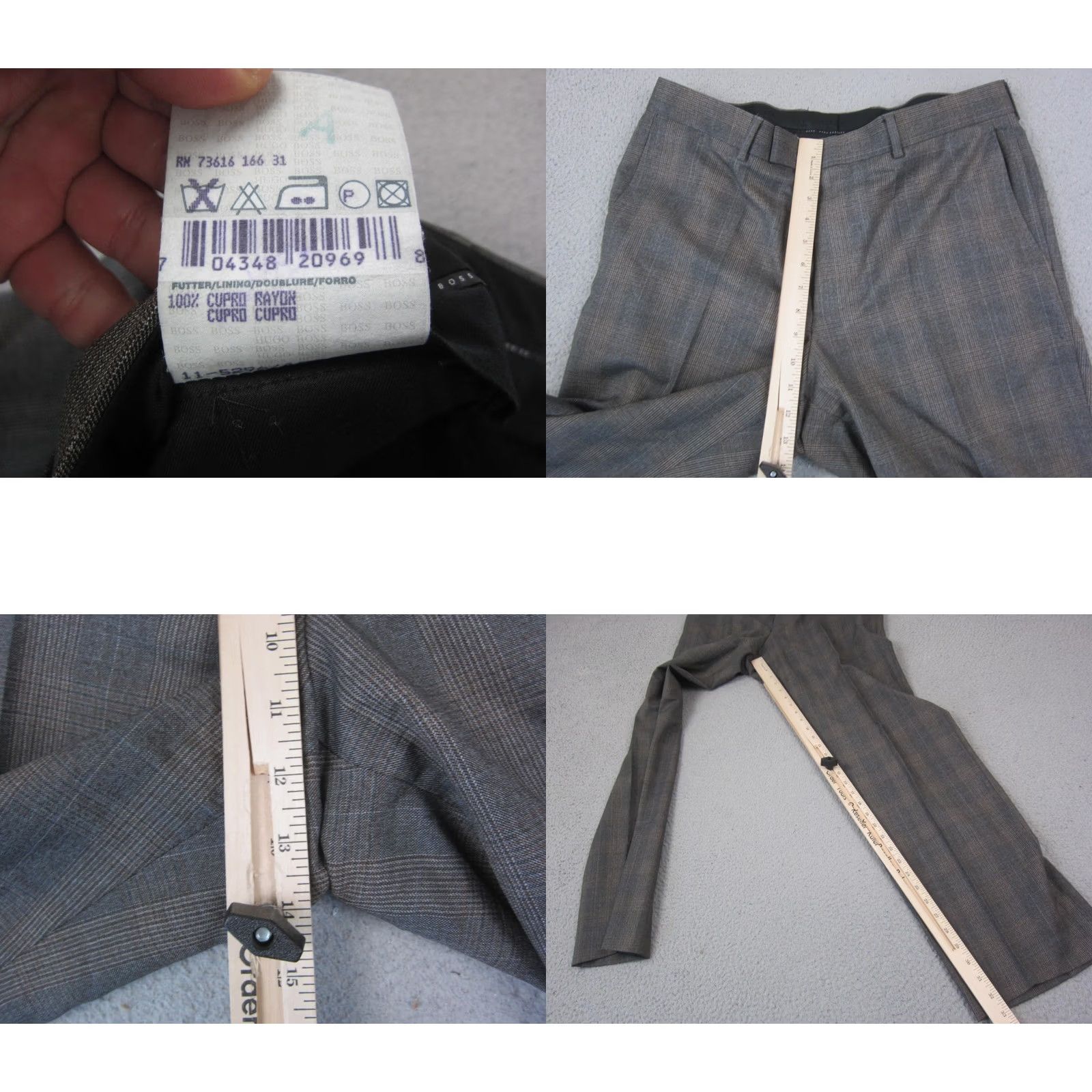 Vintage VINTAGE Rosselini Pants Mens 36 x 33 Brown Gray Check 100% Wool Trouser 80s 90s Size US 36 / EU 52 - 8 Thumbnail