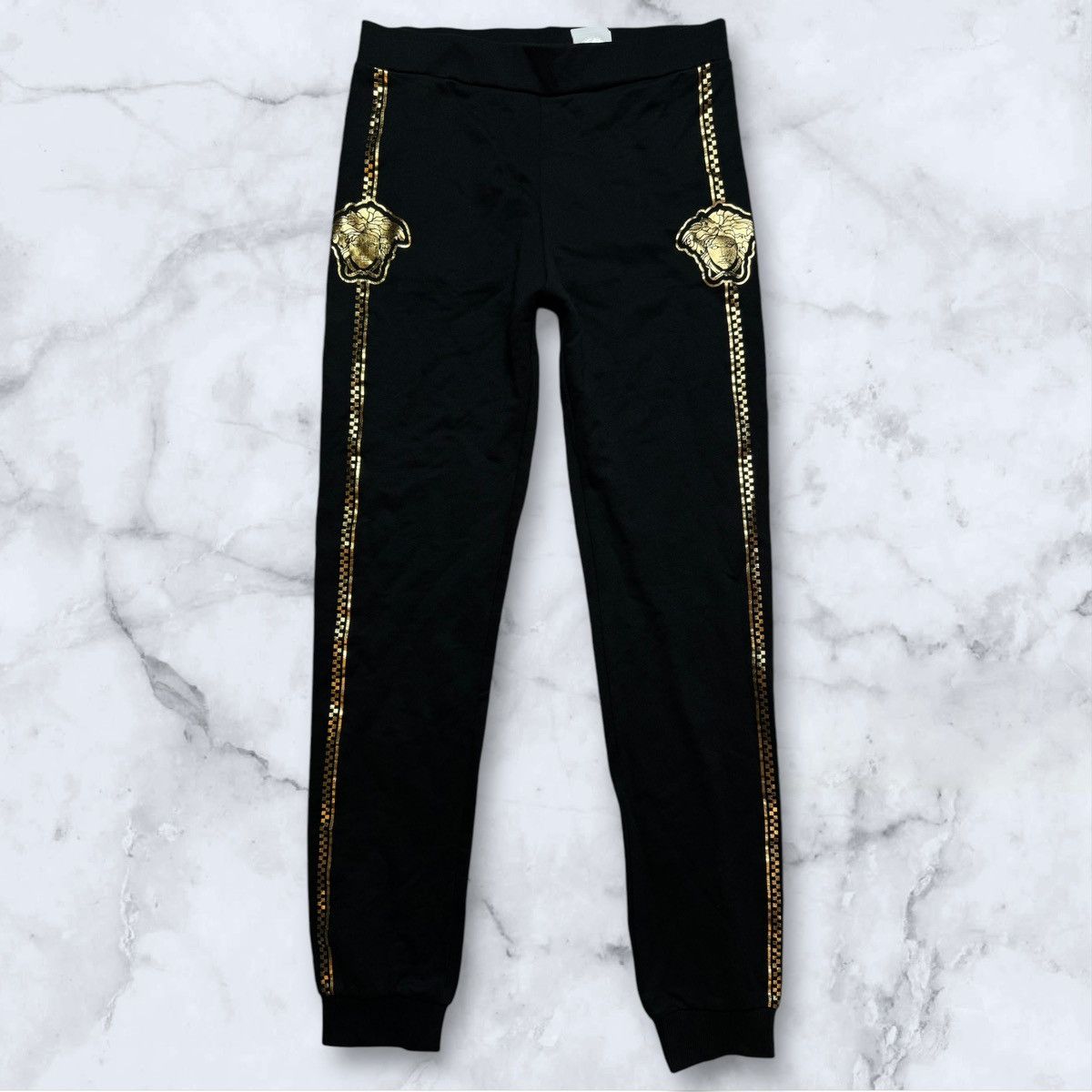 Versace Versace pants women's joggers logo gold line size Xs/S black Size 30" / US 8 / IT 44 - 1 Thumbnail