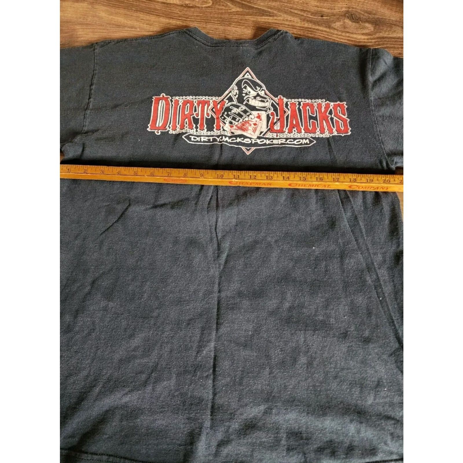 Gildan Gildan T-Shirt Mens L Black Poker Face Dirty Jack's Distressed Double Sided Size US L / EU 52-54 / 3 - 4 Thumbnail