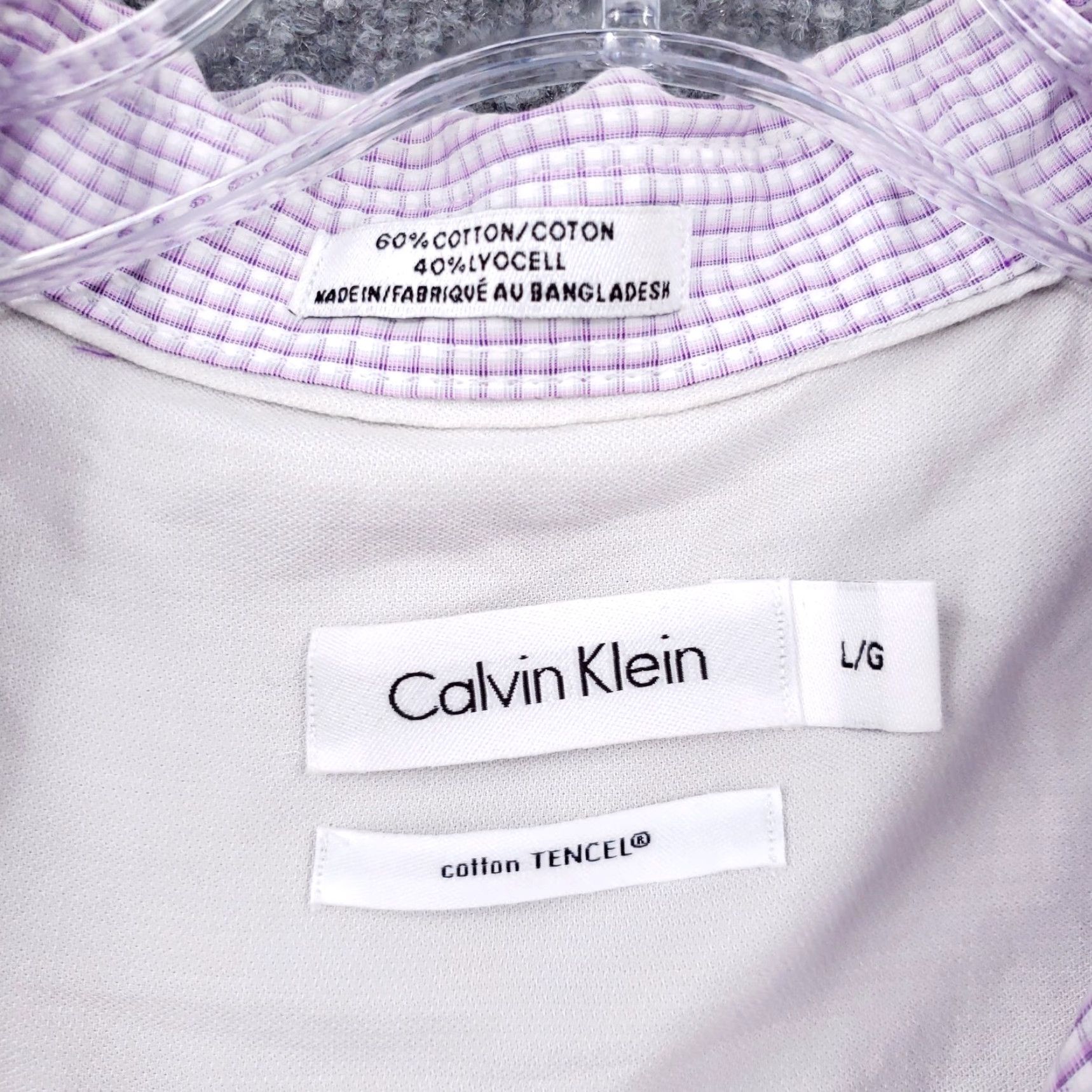 Calvin Klein Calvin Klein Shirt Men L Large Button-Up Purple Check Long Sleeve Cotton Blend Size US L / EU 52-54 / 3 - 3 Thumbnail