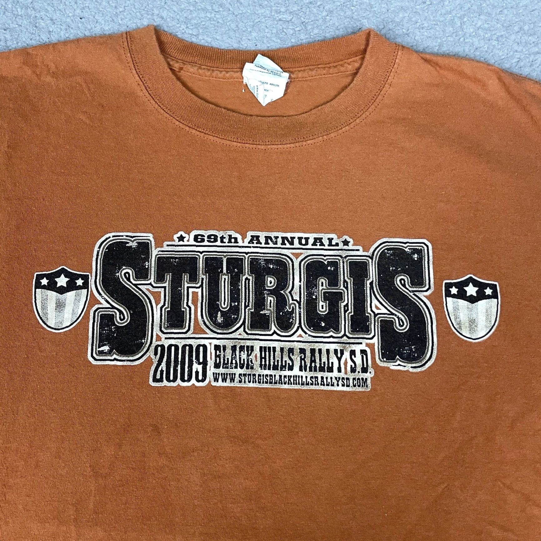 Delta Sturgis T-Shirt Adult L Orange Motorcycle Rally Ride SD Vtg Delta Size US L / EU 52-54 / 3 - 2 Thumbnail