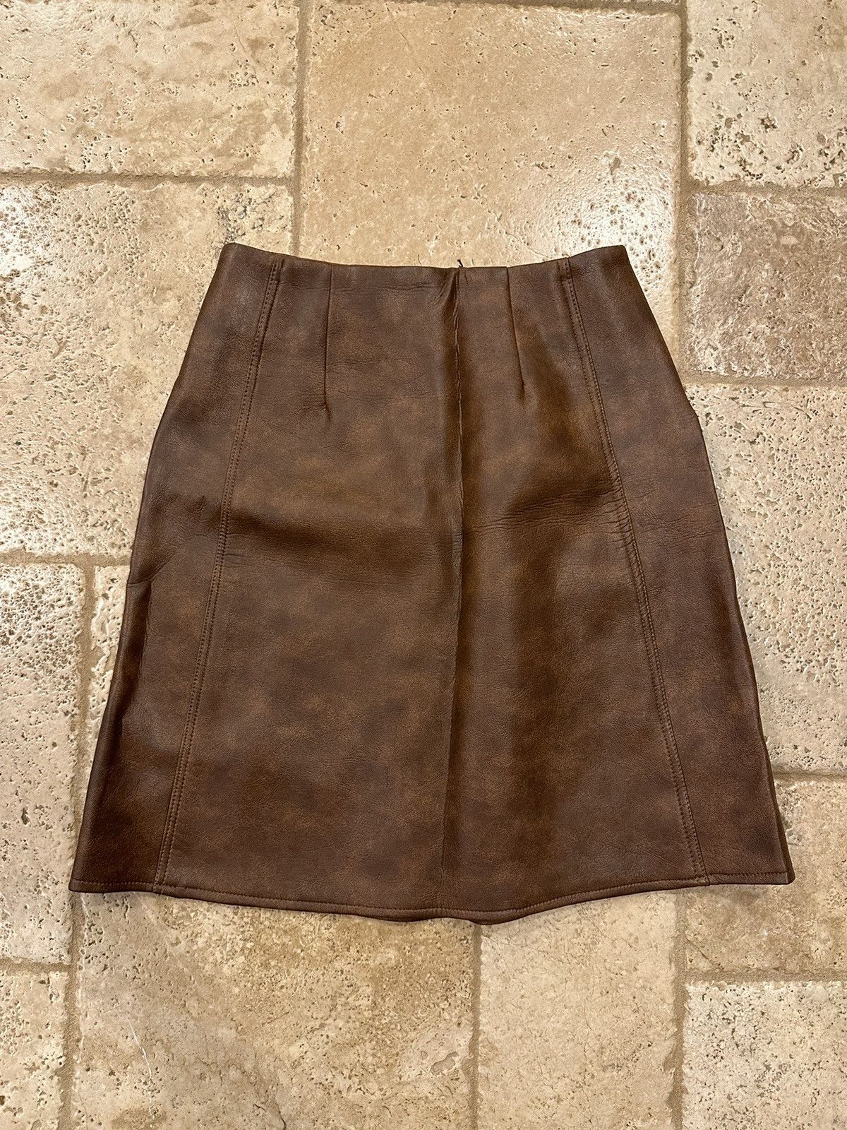 Leather Vintage Union Made Brown Leather Skirt & Vest Size M / US 6-8 / IT 42-44 - 20 Thumbnail