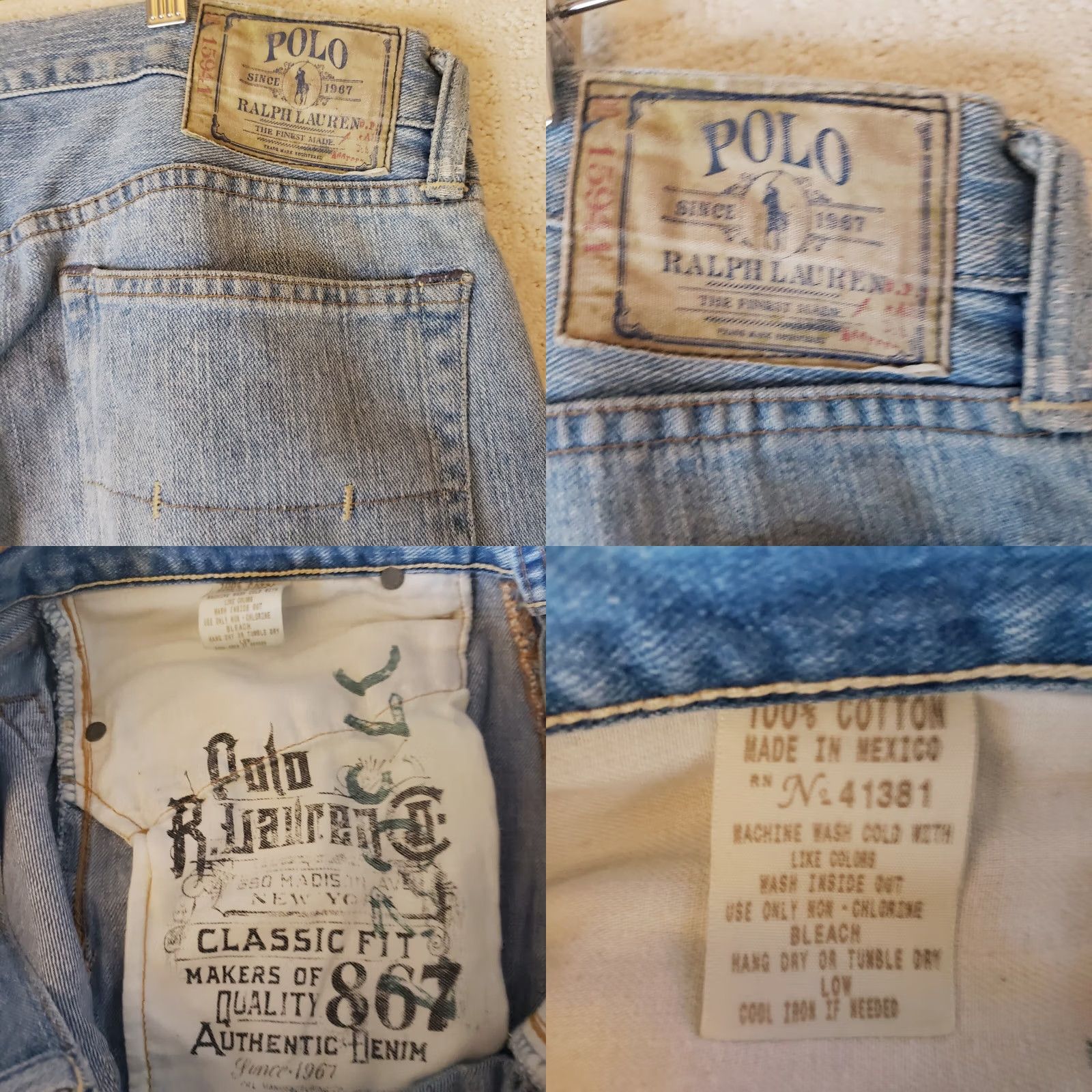 Polo Ralph Lauren Polo Ralph Lauren Jeans Men's 33x30 Relaxed Fit Thomson Lightly Distressed Denim Blue 5-Pocket Logo Belt Loops Solid Distressed Classic Mens Size US XS / EU 42 / 0 - 10 Thumbnail