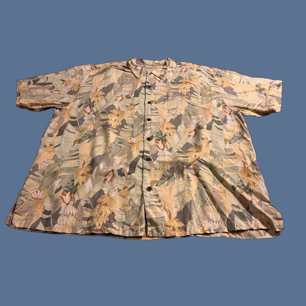 Tommy Bahama VINTAGE: No — Tommy Bahama Floral Palm Frond 100% Silk Hawaiian Camp Shirt Men’s 2XL Green Size US XXL / EU 58 / 5 - 1 Thumbnail