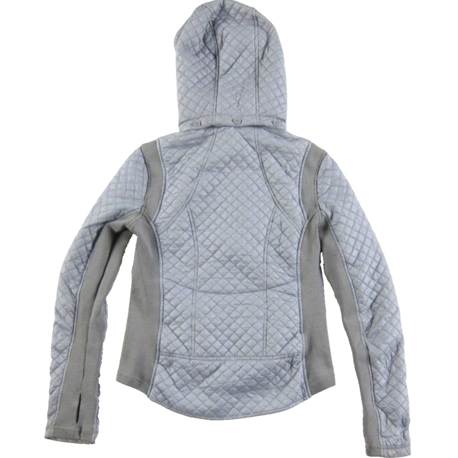 BCBGeneration BCBGeneration Nylon Smoke Grey Quilted Lightweight Full Zip Hooded Puff Jacket S Women Size S / US 4 / IT 40 - 2 Thumbnail