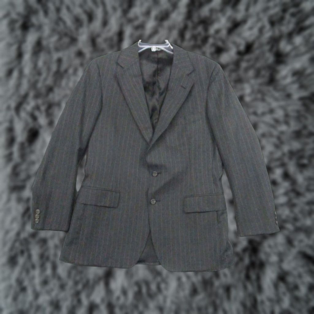 Ralph Lauren Polo University Club Blazer Mens 42L Wool Pinstripe Charcoal Gray Sport Coat 2 Piece Long Business Formal Size US XL / EU 56 / 4 - 1 Thumbnail