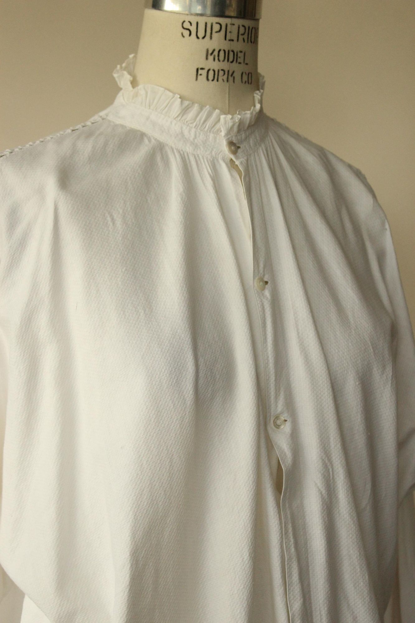 Vintage Vintage Antique 1900s Victorian Blouse, Volup White Cotton E Size 4XL / US 24-26 - 9 Thumbnail