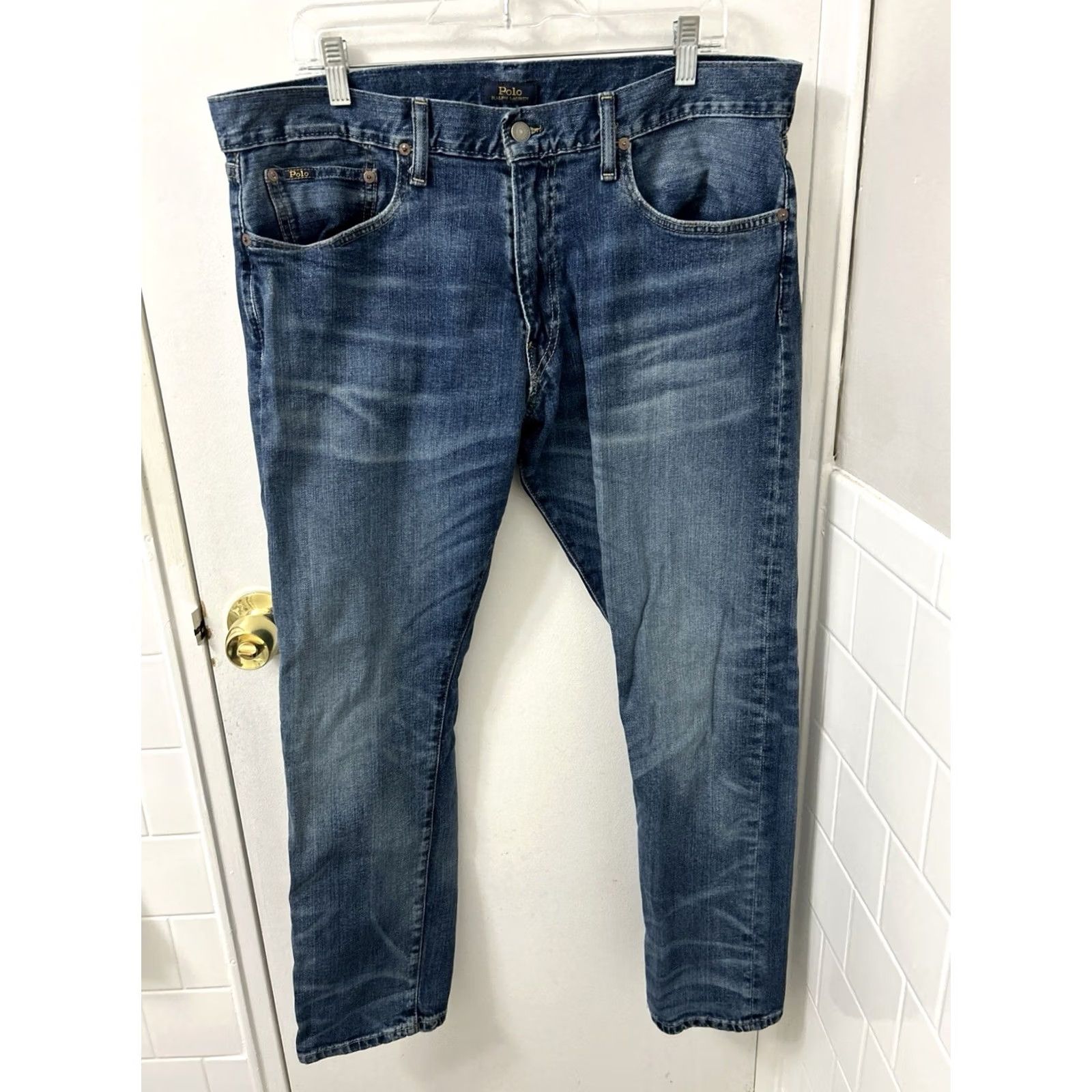 Polo Ralph Lauren Polo Ralph Lauren Sullivan Slim Jeans Mens 36x30 Light Wash Denim Zip Pocket Logo Straight 5-Pocket Style Size US M / EU 48-50 / 2 - 2 Thumbnail
