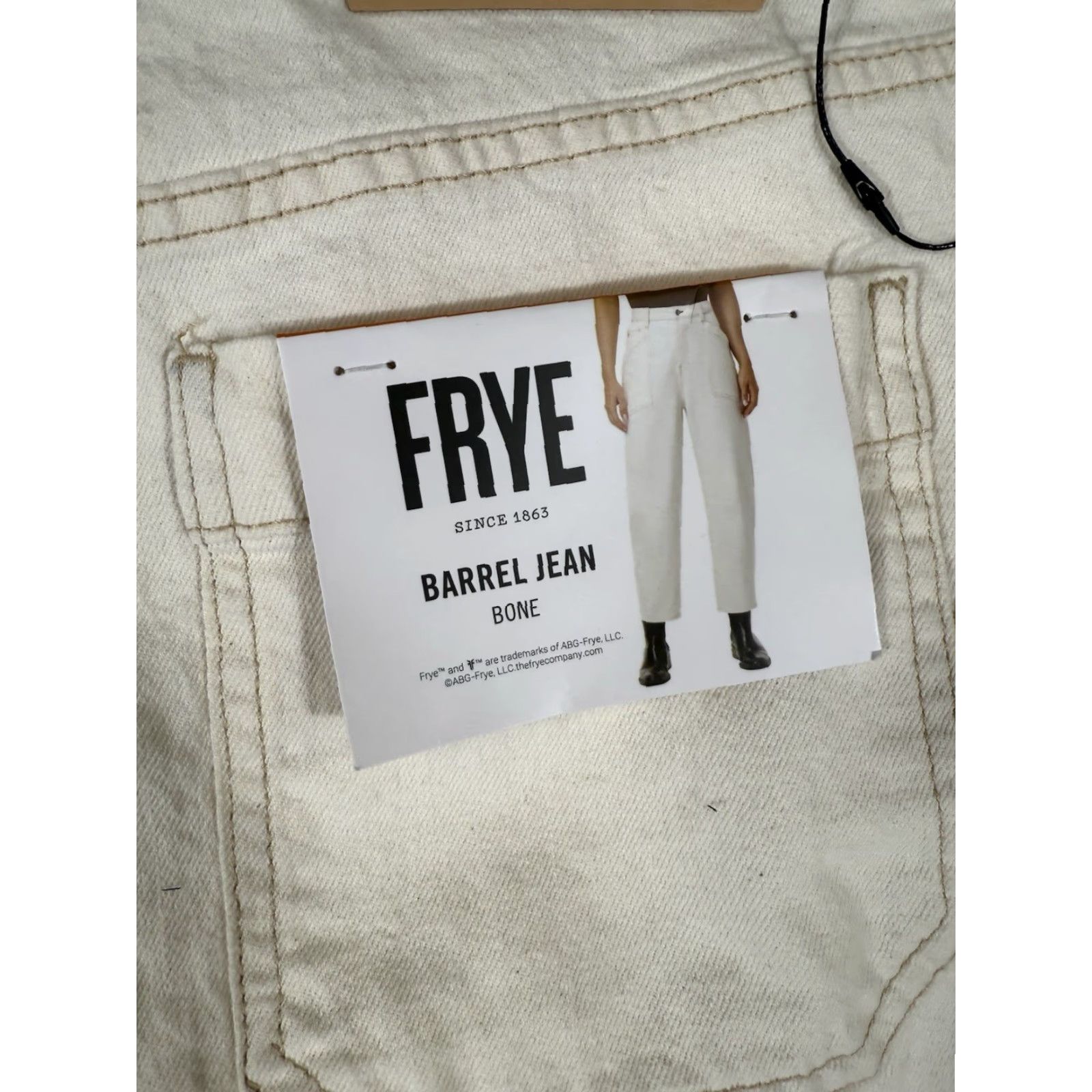 Frye Frye Barrel Ankle Jeans Womens 12 Bone Ivory Stretch Button Fly High Rise NWT Size 34" / US 12 / IT 48 - 4 Thumbnail