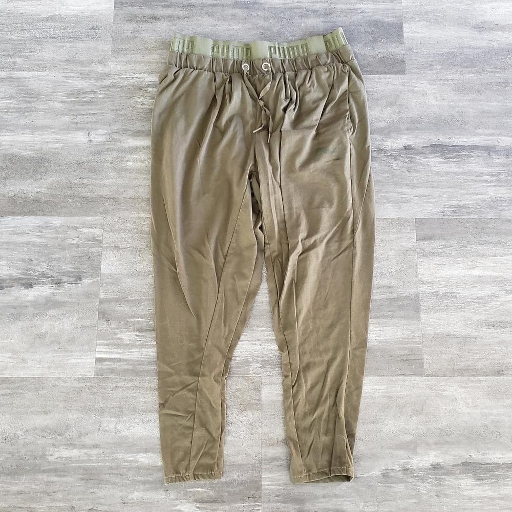 Puma Olive Banded Puma Athletic Cropped Pant Size 32" / US 10 / IT 46 - 1 Thumbnail