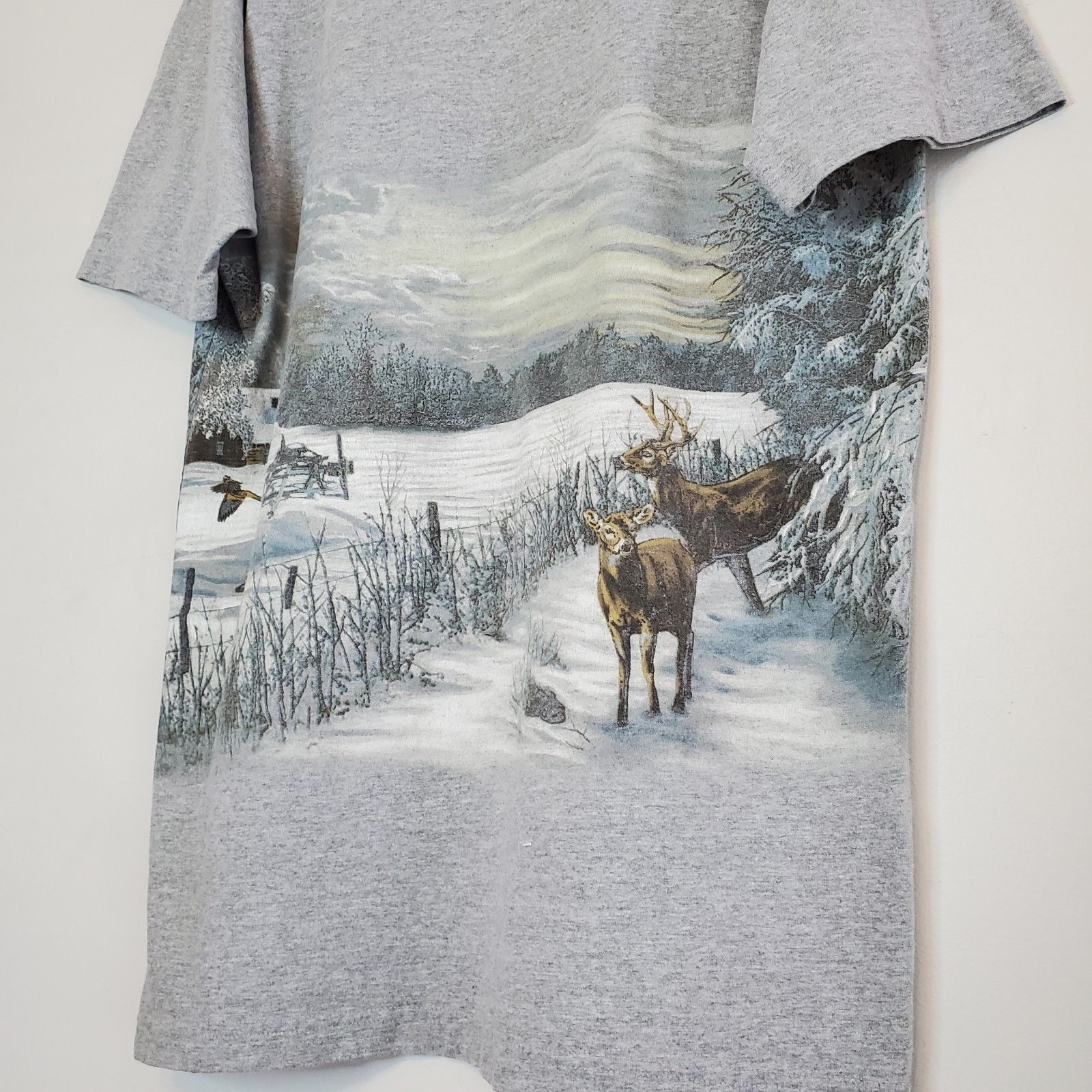 Vintage Vintage 90s Deer Nature Wrap Around Shirt Gray Size L/XL Size US XL / EU 56 / 4 - 4 Thumbnail