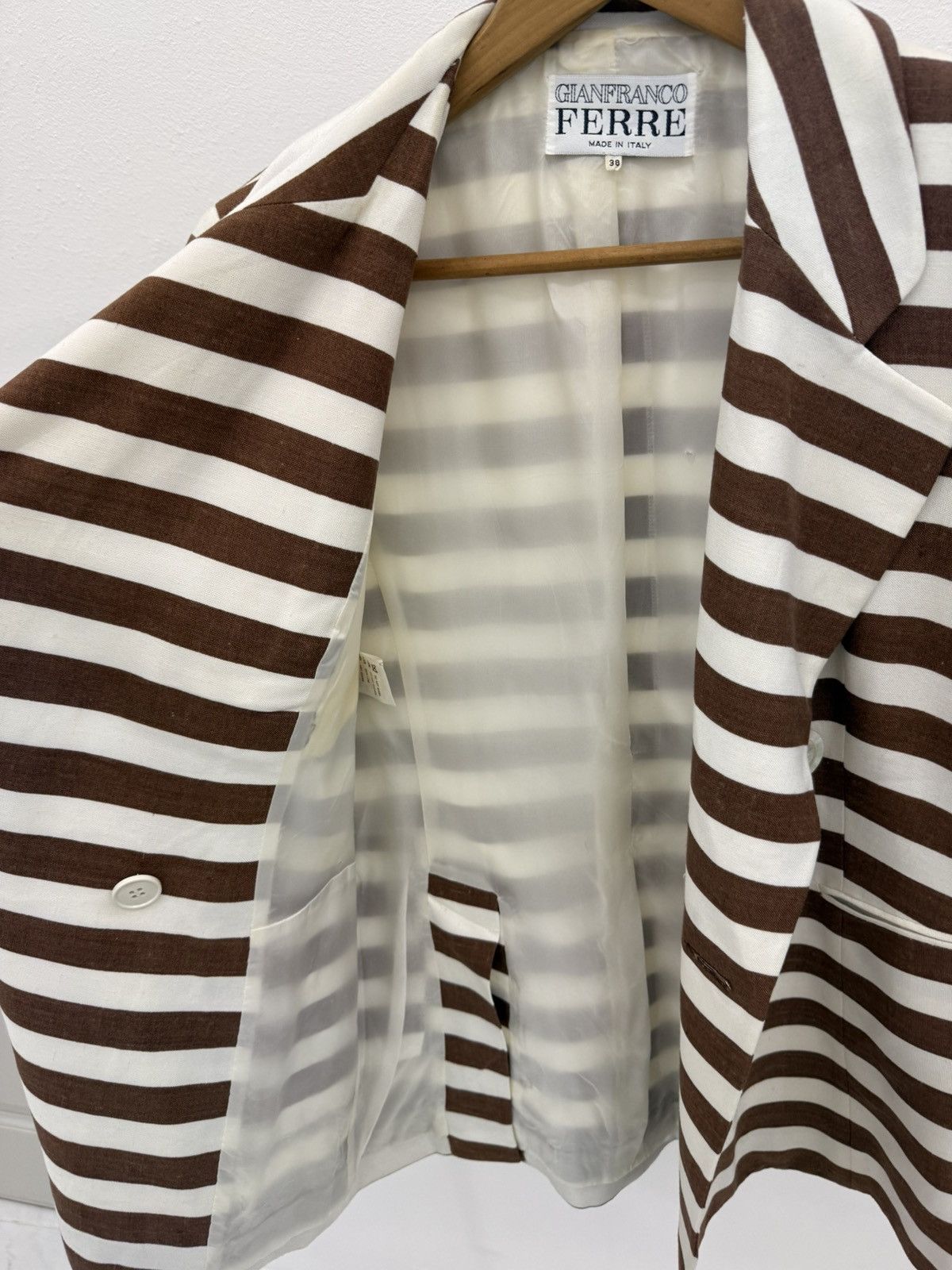 Gianfranco Ferre GIANFRANCO FERRE Jail Stripes Rayon/Silk Blazer Made ITALY 🇮🇹 Size XS / US 0-2 / IT 36-38 - 5 Thumbnail