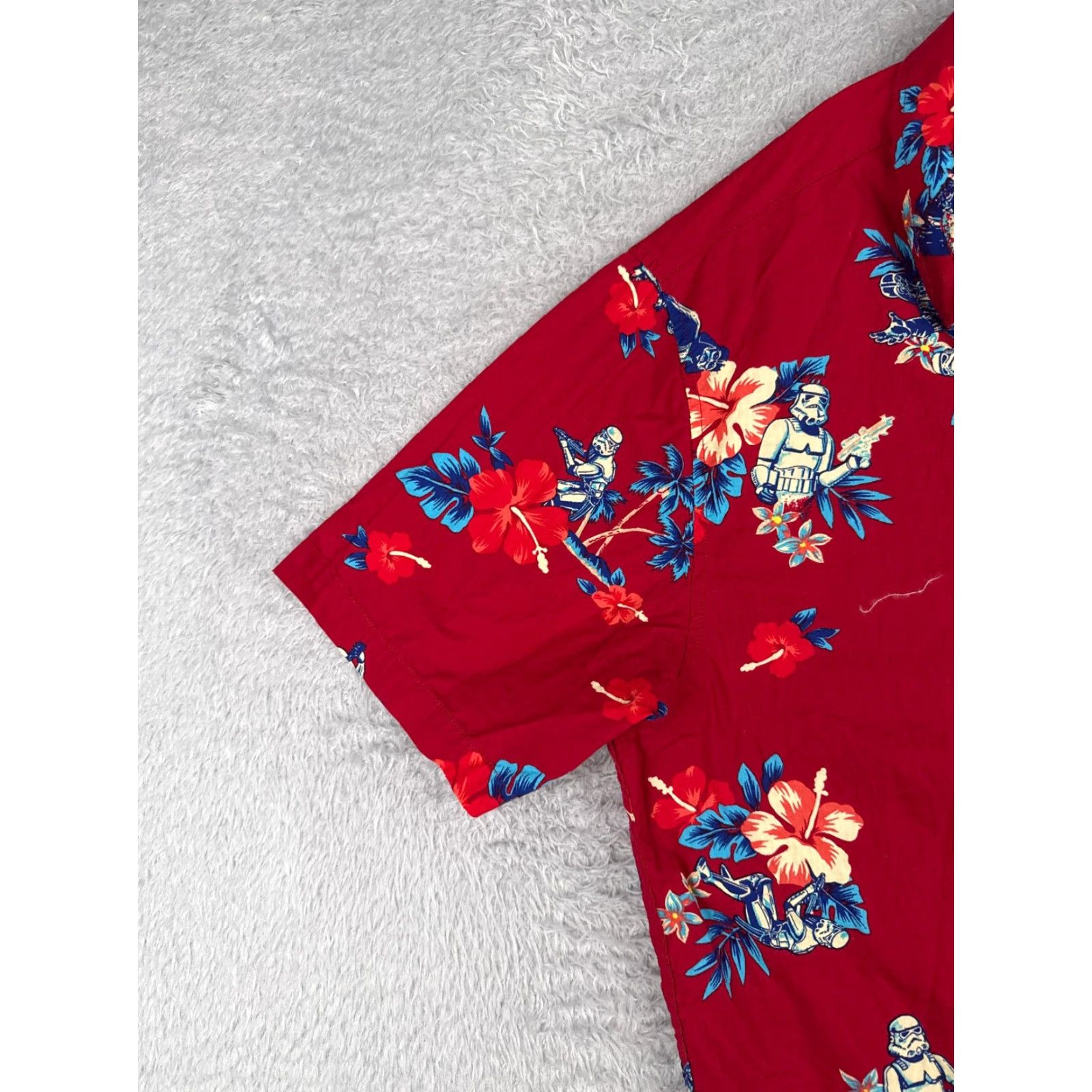 Star Wars Star Wars Shirt Men XL Red Floral Hawaiian Button-Up Short Sleeve Cotton Vintage: No Size US XL / EU 56 / 4 - 3 Thumbnail