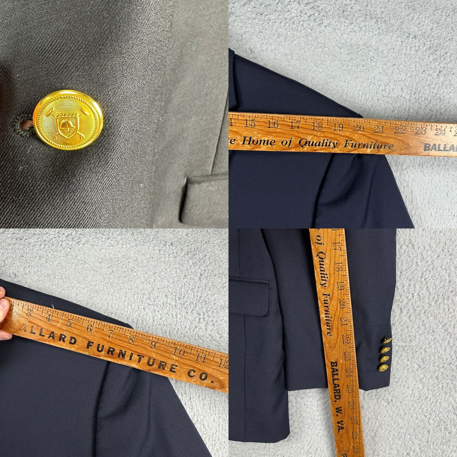 Ralph Lauren Lauren Ralph Lauren Mens Blazer Sport Coat 46R Navy Notch Lapel Two-Button Wool Solid Standard Fit Formal Office Jacket Size 46R - 8 Thumbnail