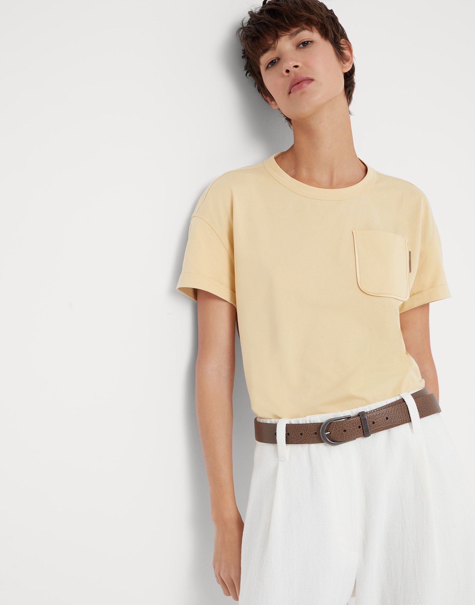 Brunello Cucinelli o1w1db10825 Blouse in Bright Yellow Size L / US 10 / IT 46 - 4 Thumbnail