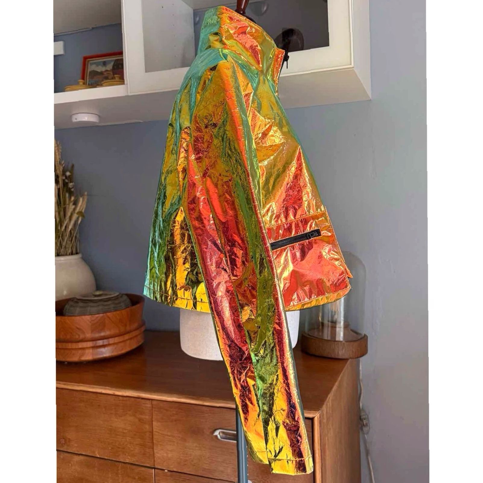 Jaded London Jaded London Copper Holographic Cropped Jacket & Mini Skirt Set Sz L - Multicolor, 2 Piece Outfit, Women Size 36" / US 14 / IT 50 - 3 Thumbnail