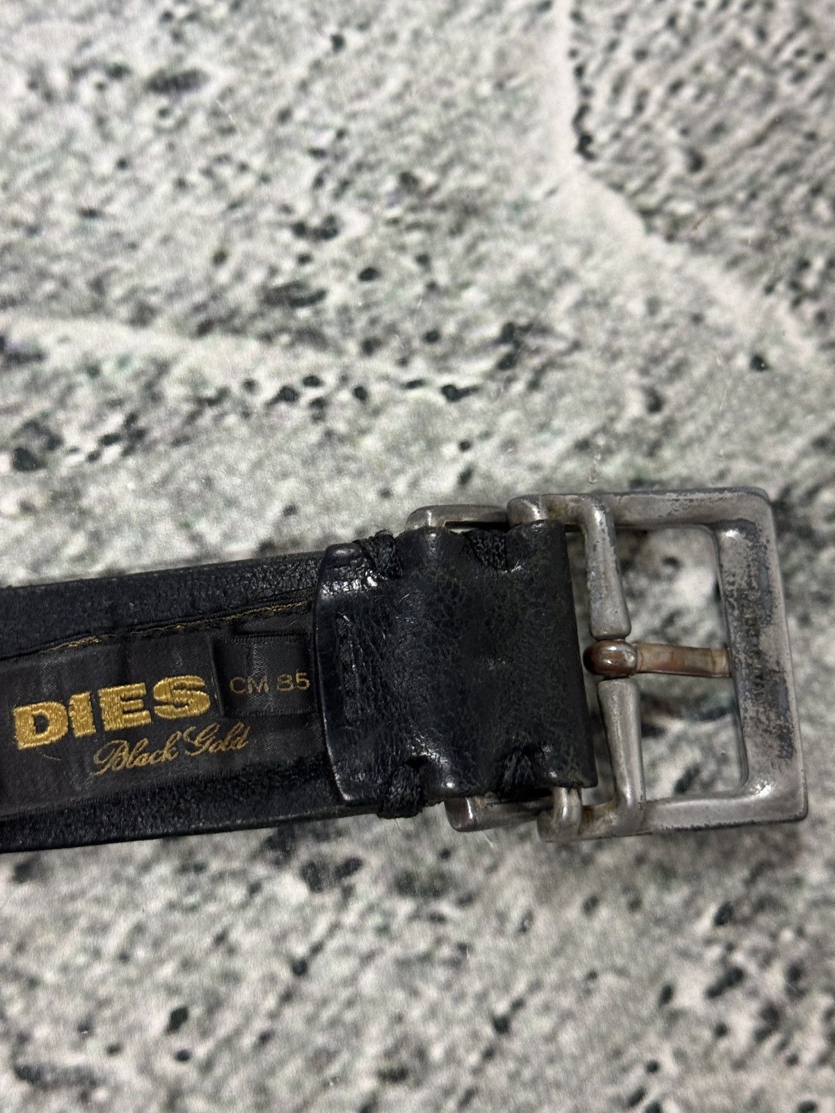 Diesel Diesel leather belt big buckle Y2K black basic gold silver Size 34 - 3 Thumbnail
