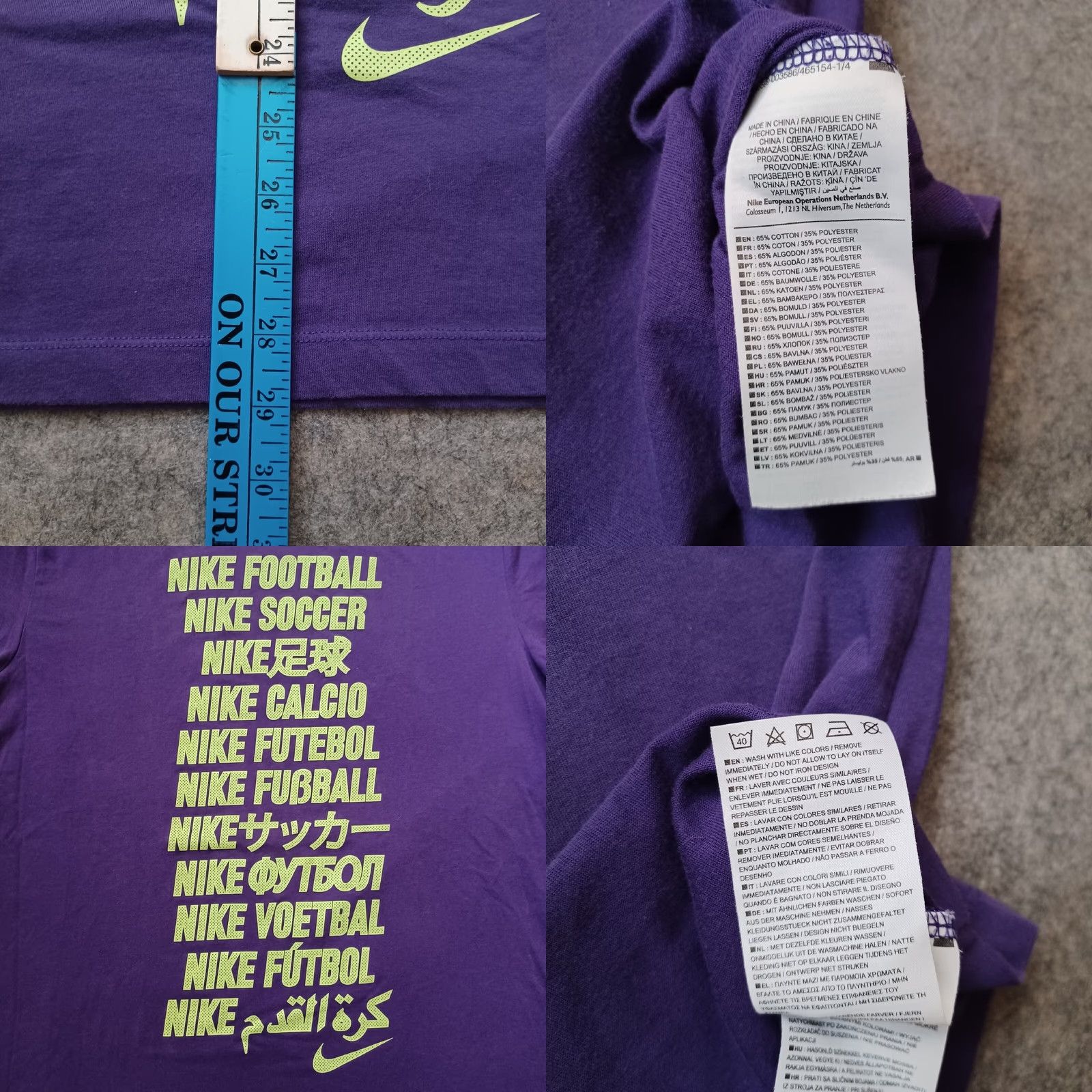 Nike Nike Dri-FIT Soccer T-Shirt Mens XL Purple Swoosh Logo Cassette Languages Size US XL / EU 56 / 4 - 8 Thumbnail
