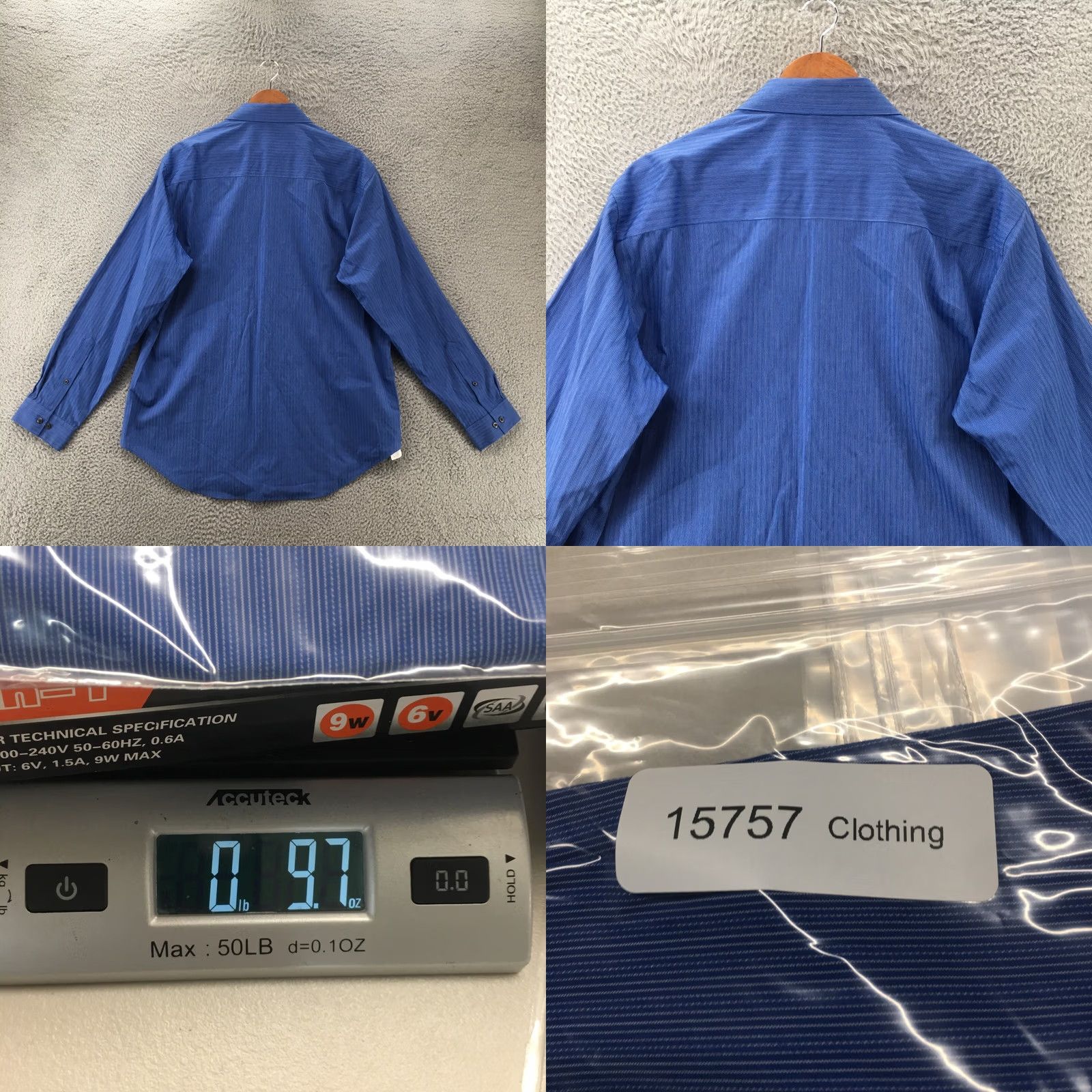 Kenneth Cole Kenneth Cole Reaction Dress Shirt Mens XL Blue Pin Striped Button Up Long Sleeve Size 46R - 8 Thumbnail
