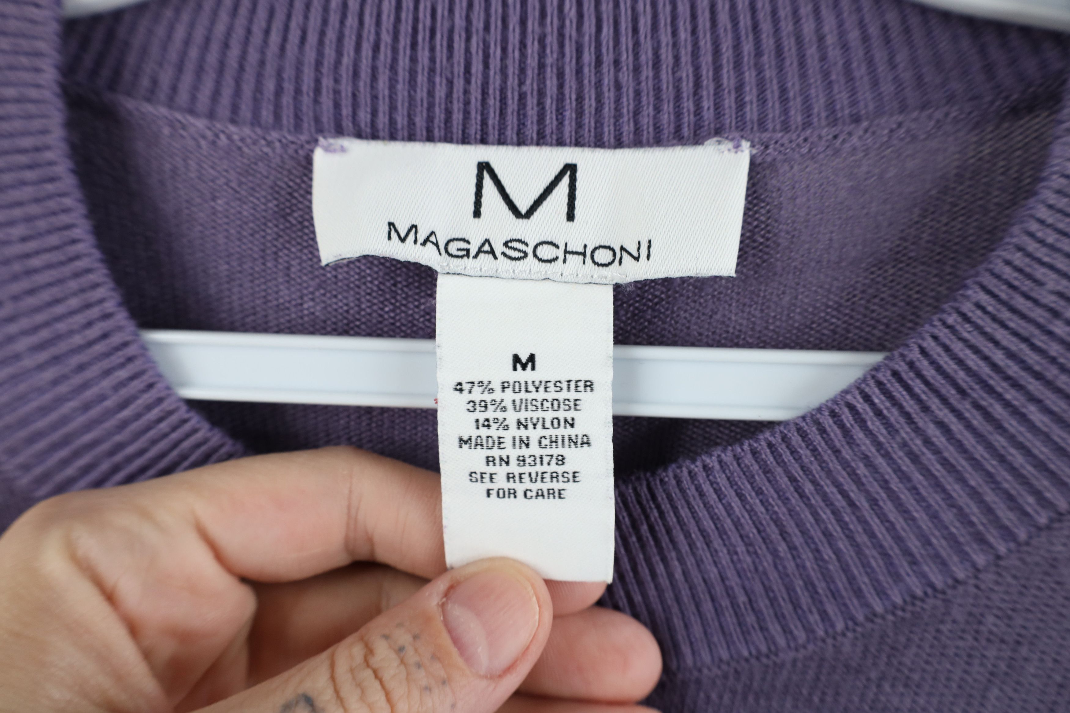 Magaschoni × Vintage Magaschoni Blank Lightweight Cropped Knit Sweater Purple Size M / US 6-8 / IT 42-44 - 7 Thumbnail