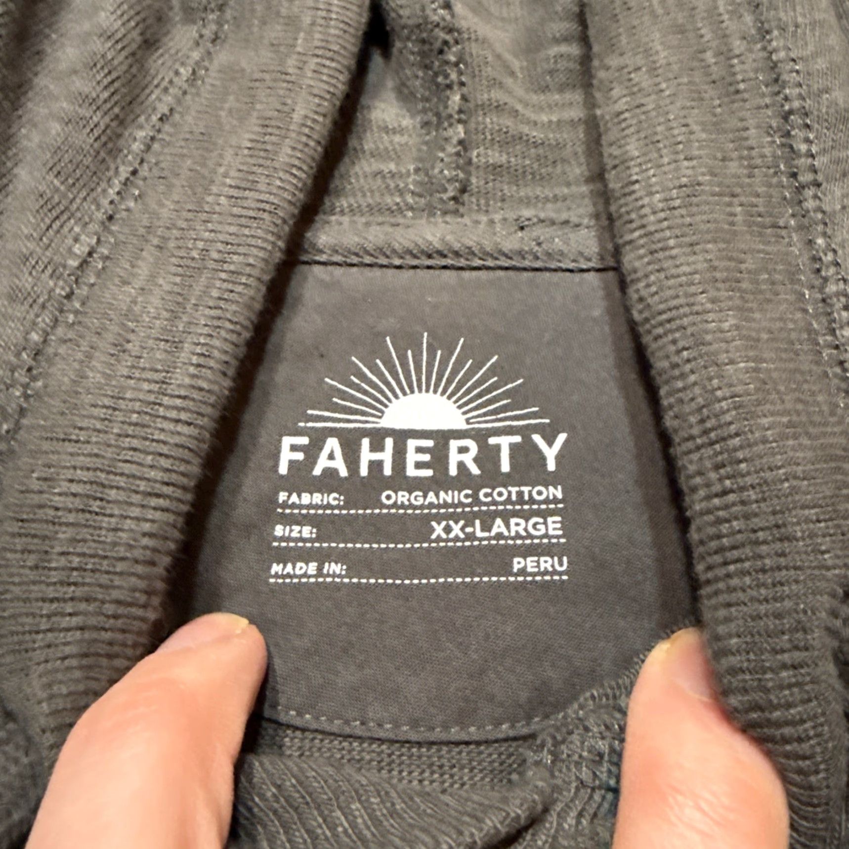 Faherty Faherty Hoodie Mens 2XL Gray Pullover Hooded Sweatshirt Organic Cotton Peru Size US XXL / EU 58 / 5 - 4 Thumbnail
