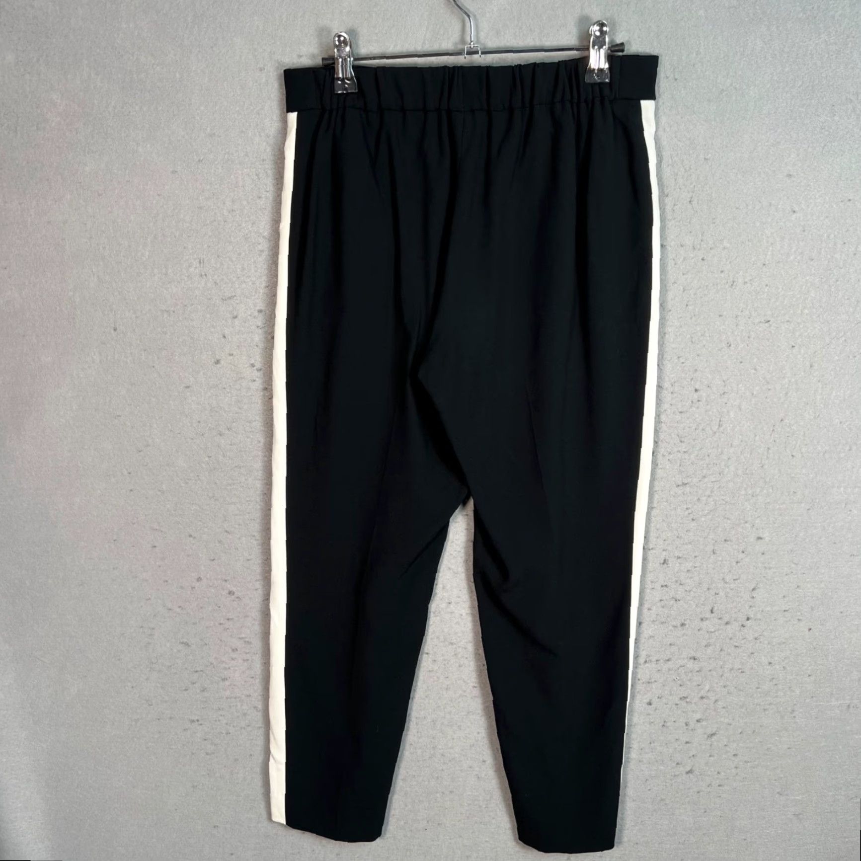 Vintage Babaton Black & White Side Stripe Pants Womens Size 4 High Rise Ankle Slim Straight 28 in Inseam 25 in Size 27" / US 4 / IT 40 - 2 Thumbnail